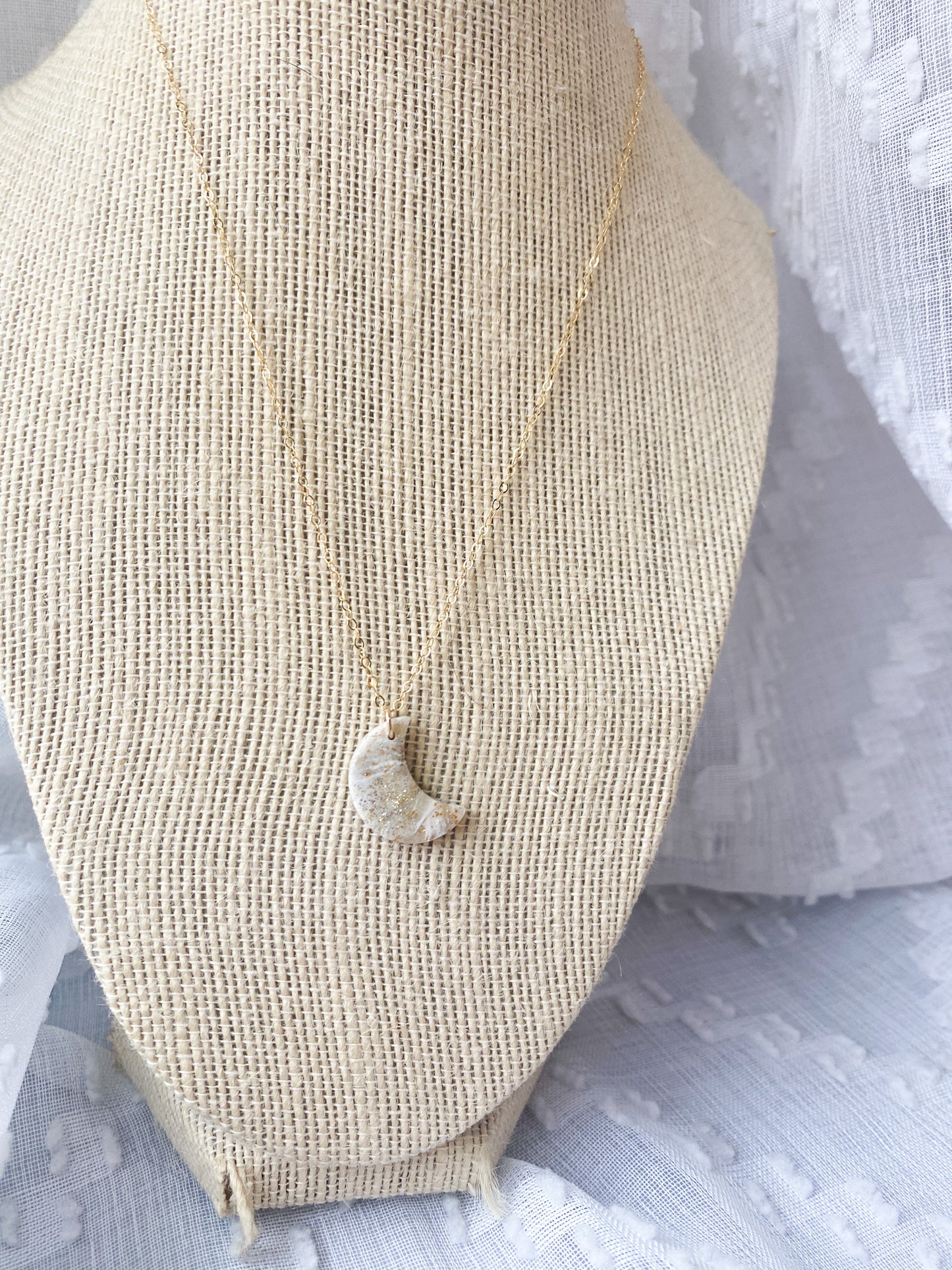 Dainty Moons Gold Fill Necklace | 17 inch chain