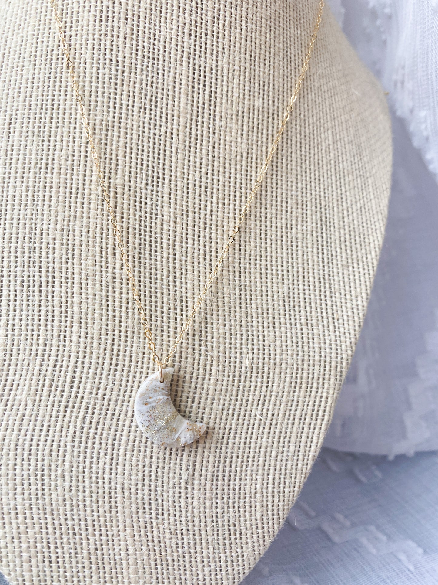 Dainty Moons Gold Fill Necklace | 17 inch chain