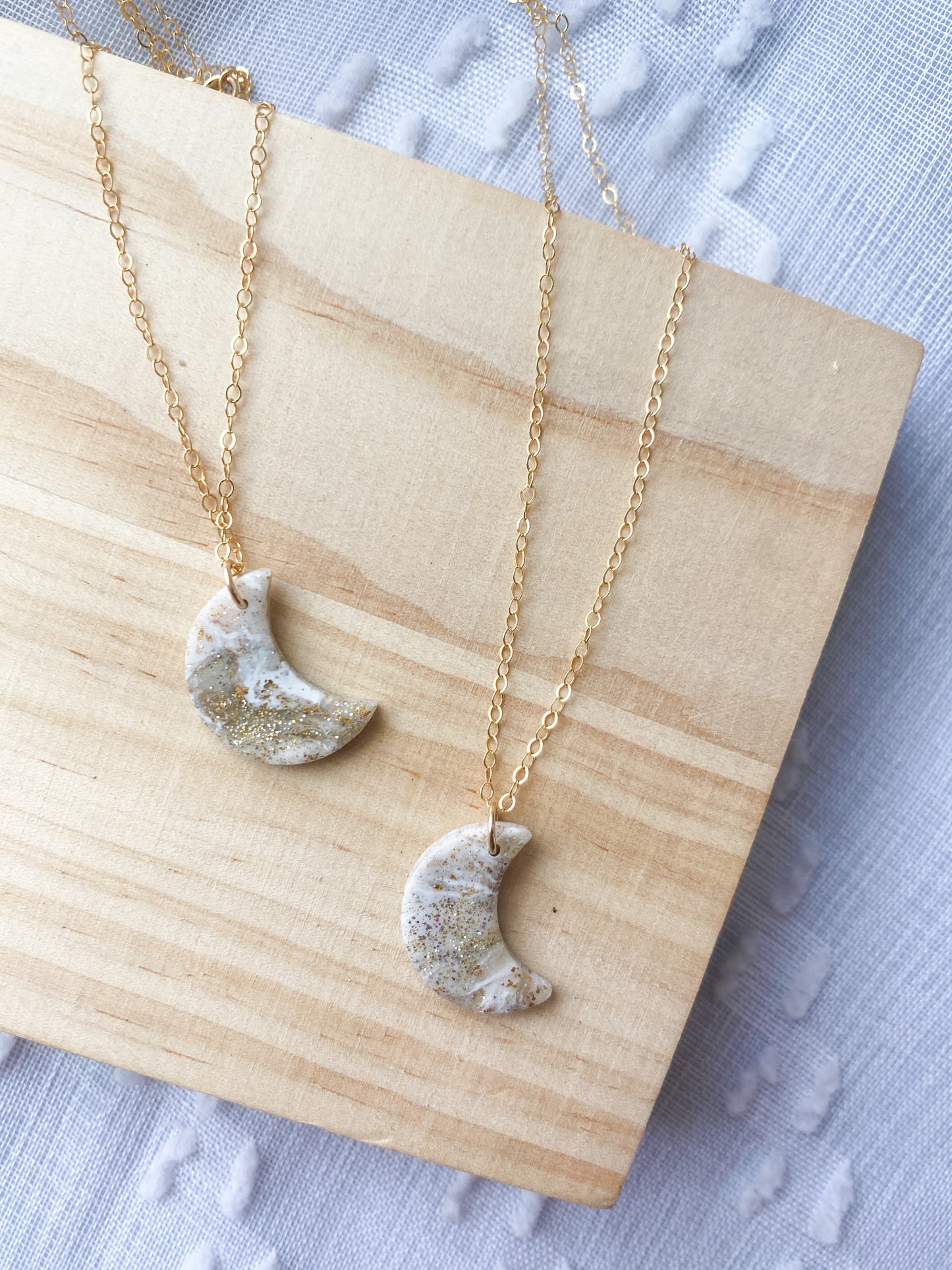 Dainty Moons Gold Fill Necklace | 17 inch chain