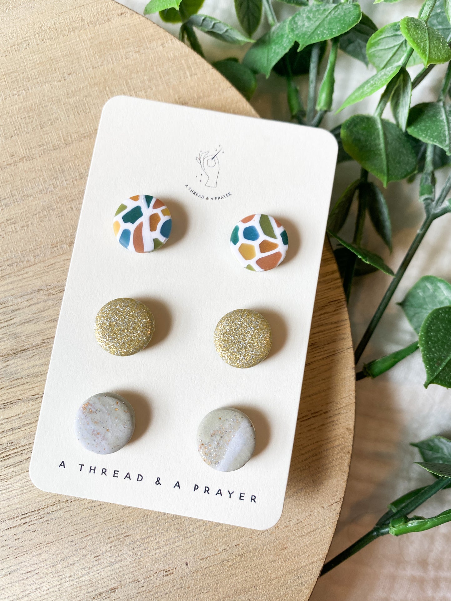 Dainty Stained Glass, Glitter and Marble Stud Pack