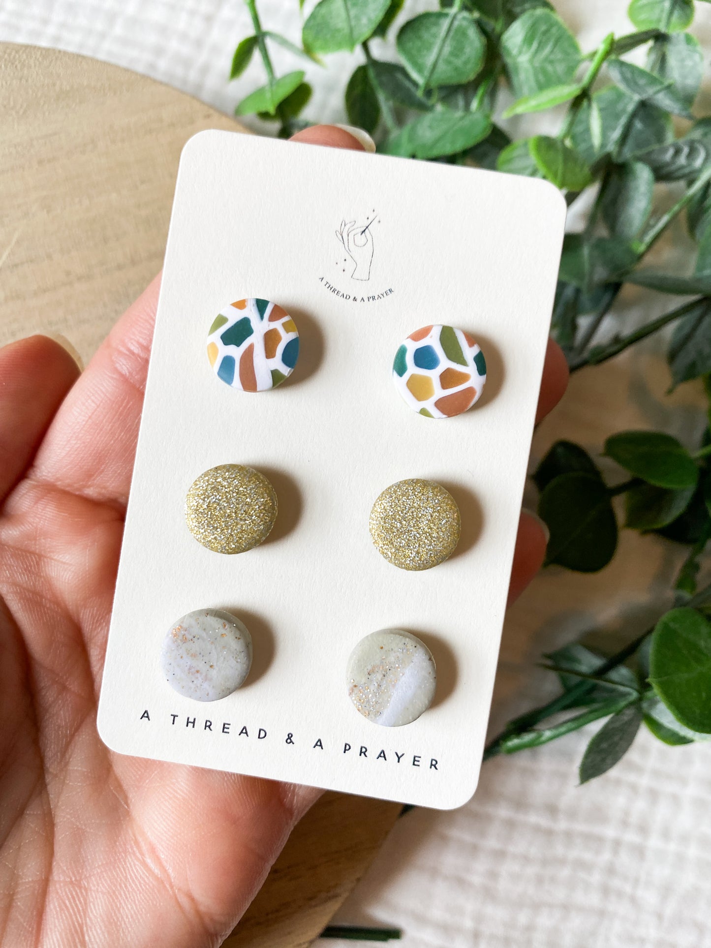 Dainty Stained Glass, Glitter and Marble Stud Pack