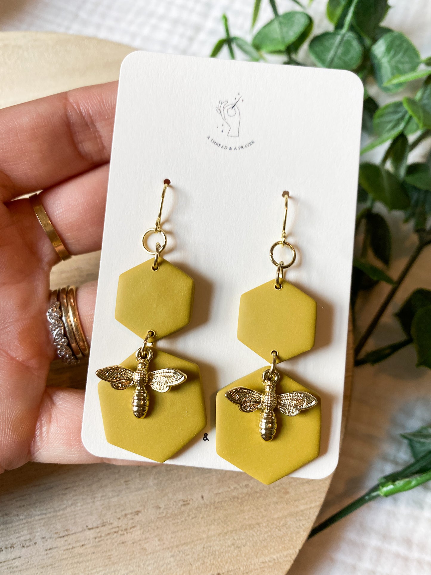 Don't Worry Bee Happy Yellow Earrings | Polymer Clay | Gold Accents | Summer Style| Lightweight