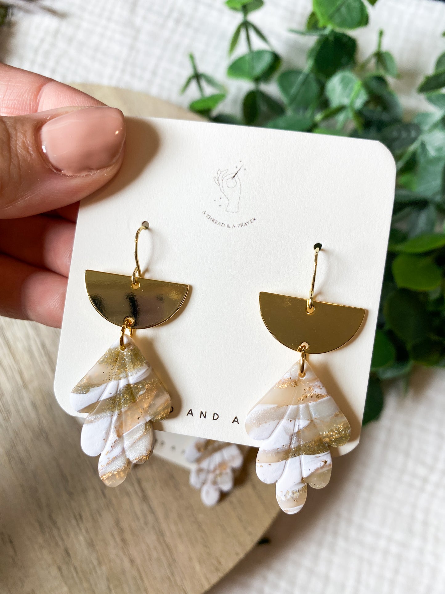 Trendy Marble and Gold Clay Earrings | Everyday Wear  | Lightweight