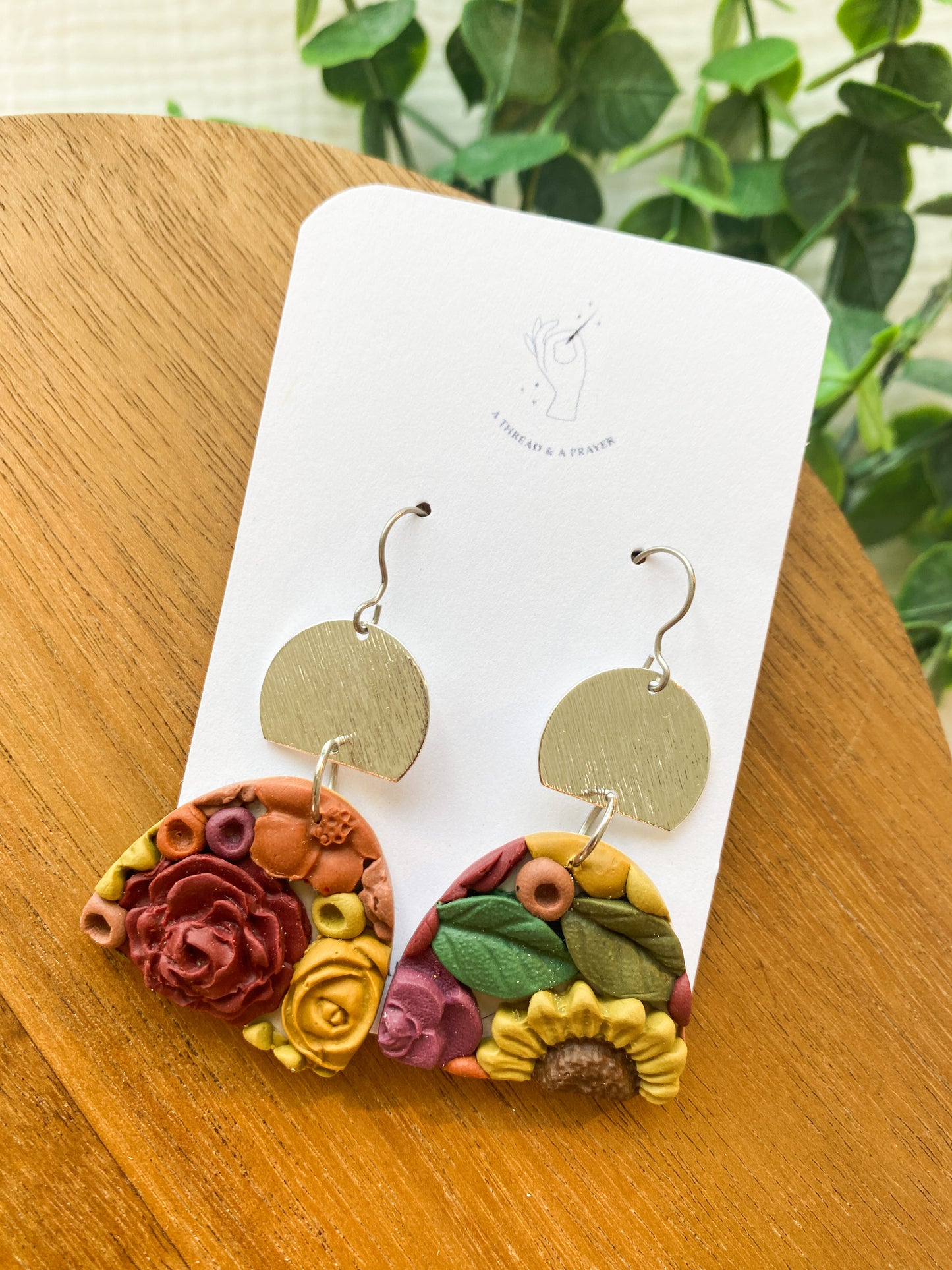 Fall Floral Garden Earrings 1 | Floral Earrings | Clay Earrings | Sunflowers