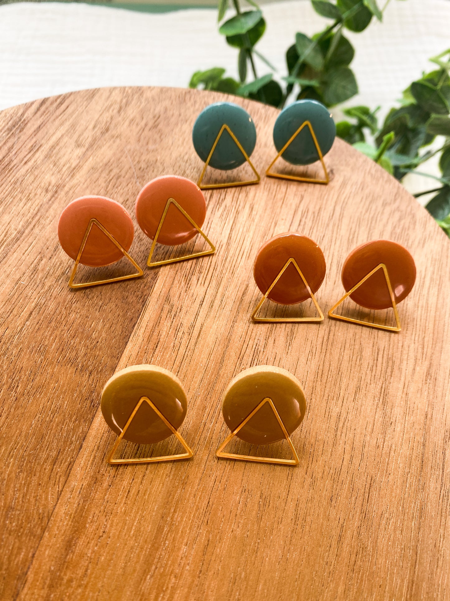 Triangle Cute Clay Studs | Fancy Studs | Fall Colors | Dainty Fall Earrings
