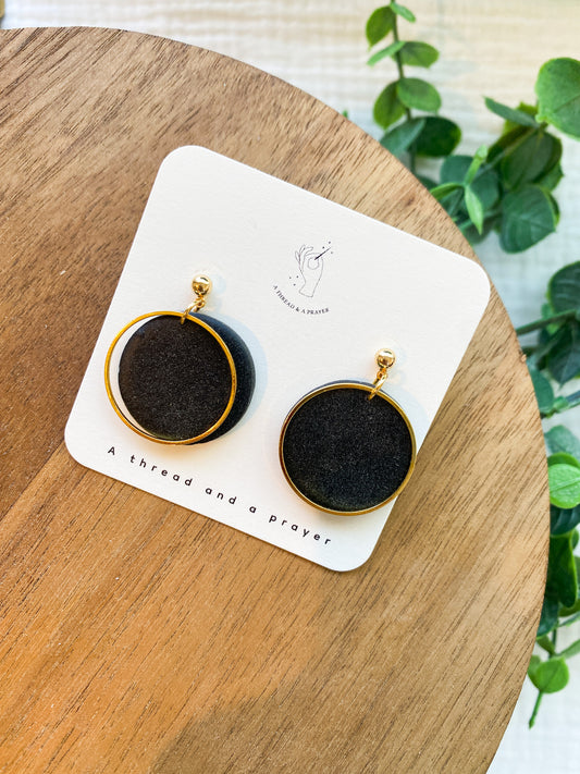 Dainty Black Circle Earrings