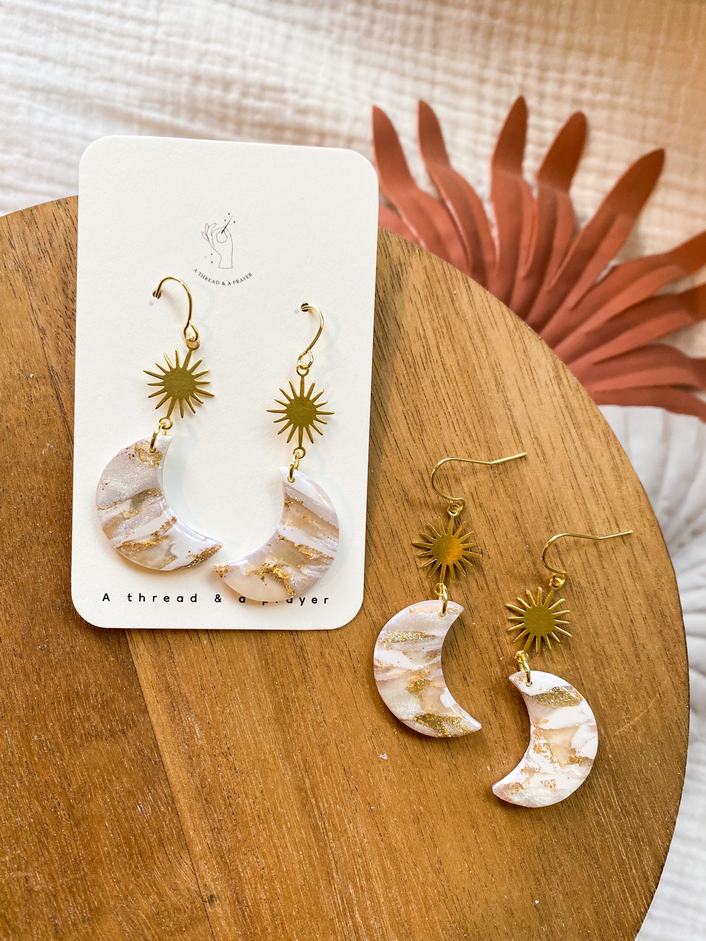 Marbled Moons and Stars Style Clay Earrings | Everyday Wear  | Lightweight