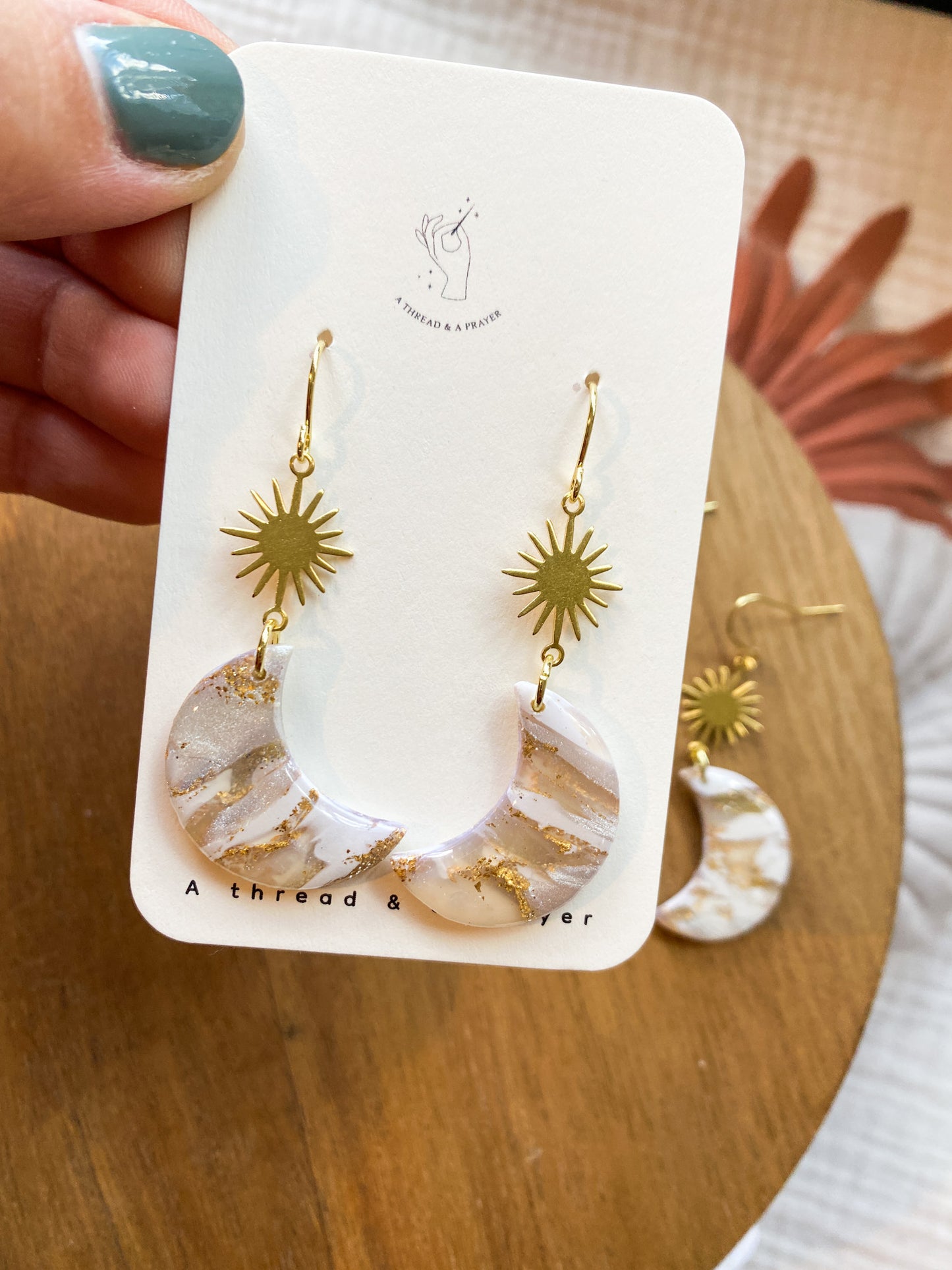 Marbled Moons and Stars Style Clay Earrings | Everyday Wear  | Lightweight