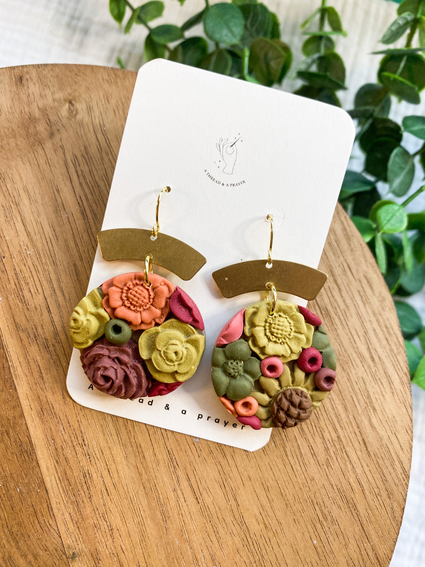 Adorable Autumn Floral Earrings | Flower Garden Earrings | Dangle Clay Earrings