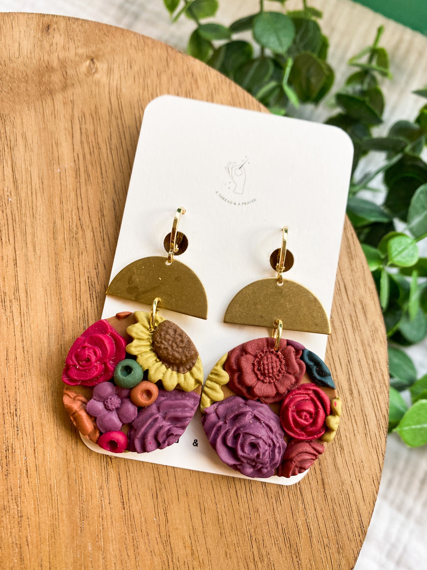 Bright and Fun Fall Floral Earrings | Flower Garden Earrings | Dangle Clay Earrings