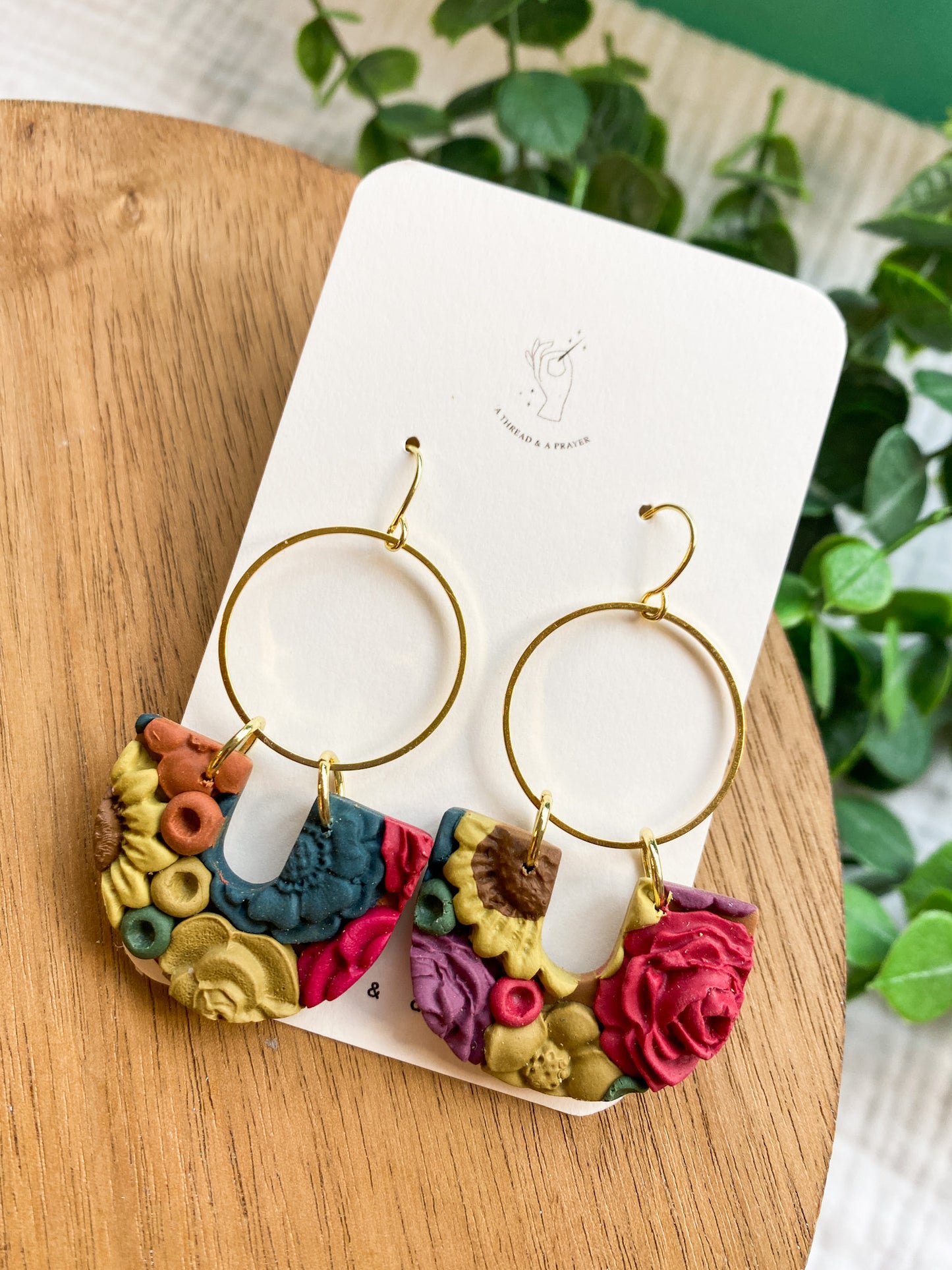 Bright and Fun Fall Floral Earrings | Flower Garden Earrings | Dangle Clay Earrings