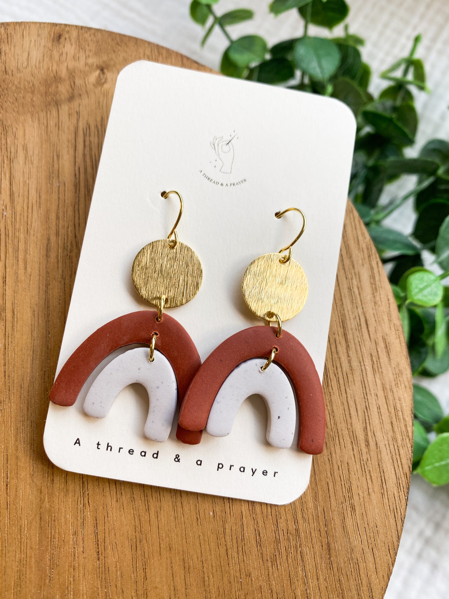 Fall Rainbow Boho Earrings in Terra Cotta | Gold Accents | Dangle Earrings | Everyday Wear  | Lightweight