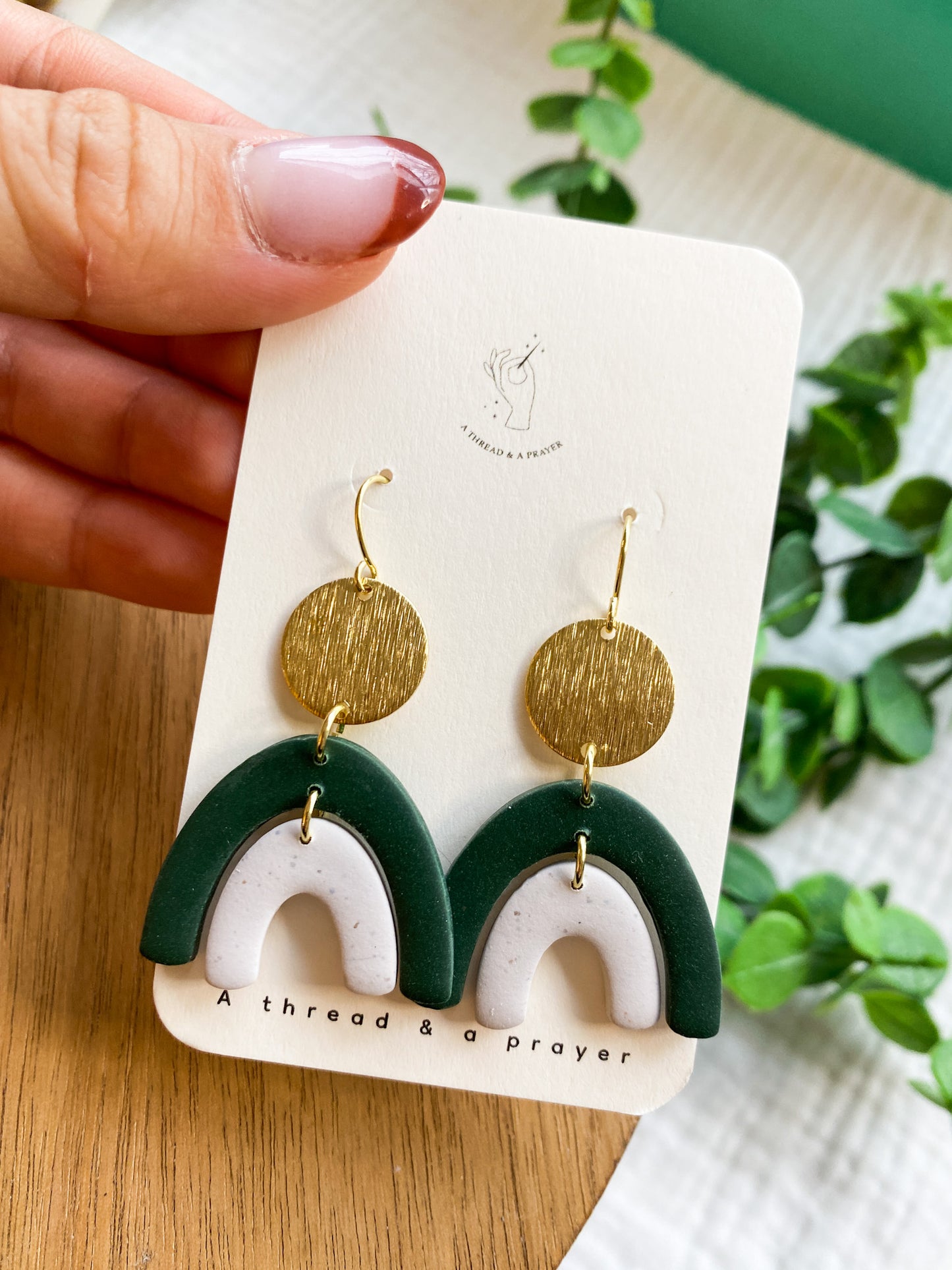 Fall Rainbow Boho Earrings in Green | Gold Accents | Dangle Earrings | Everyday Wear  | Lightweight