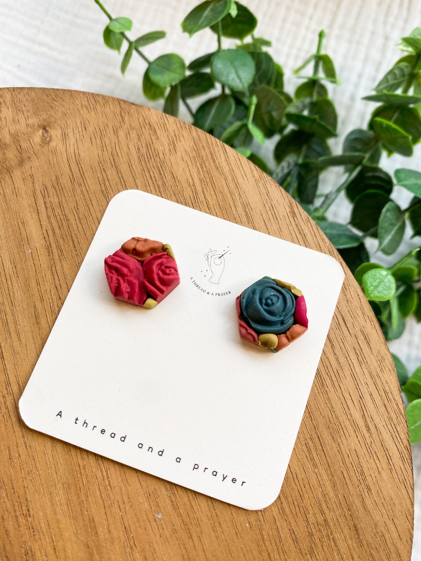 Stud Style Bright and Fun Fall Floral Earrings | Flower Garden Earrings | Stud Clay Earrings