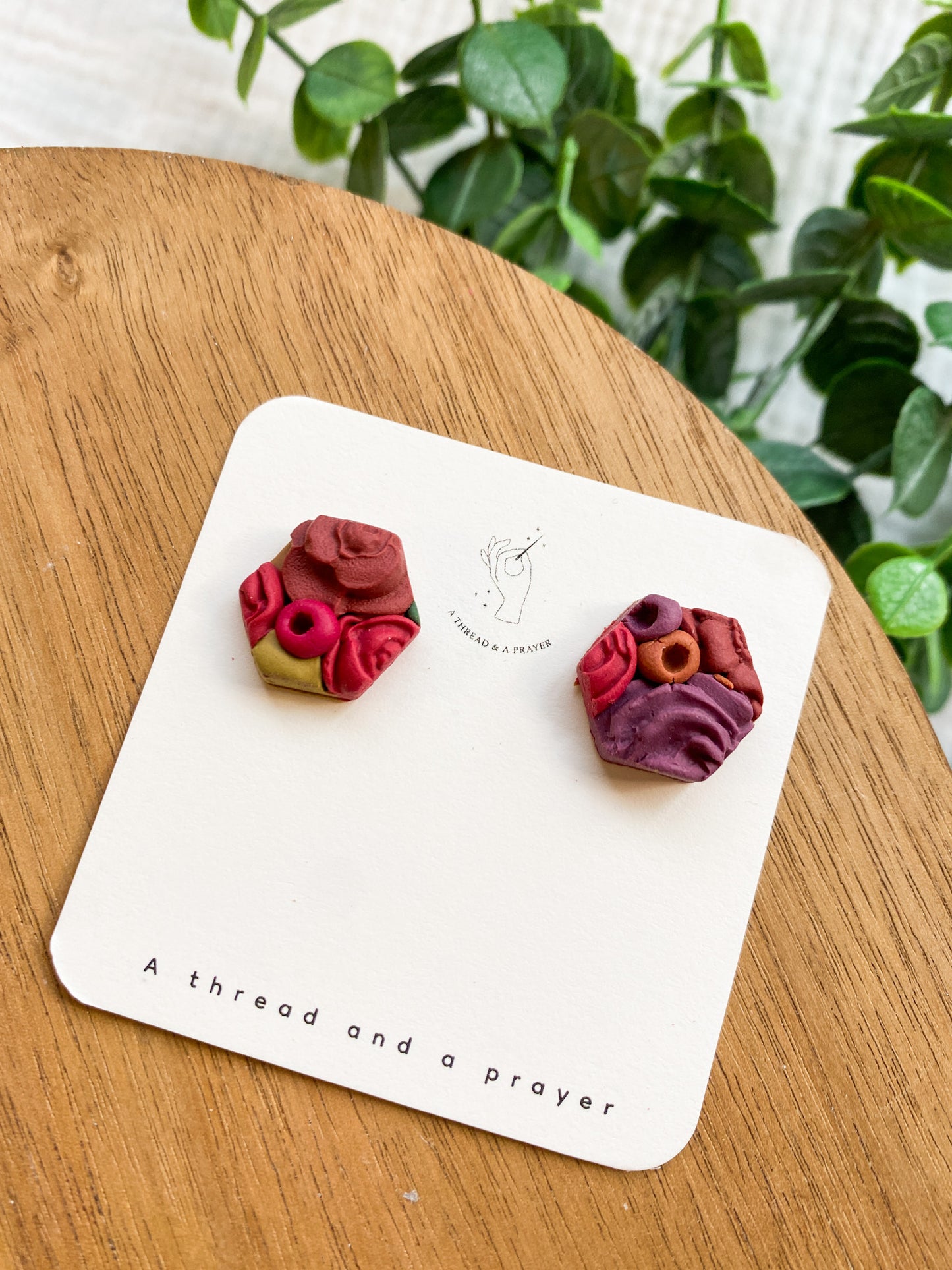 Stud Style Bright and Fun Fall Floral Earrings | Flower Garden Earrings | Stud Clay Earrings