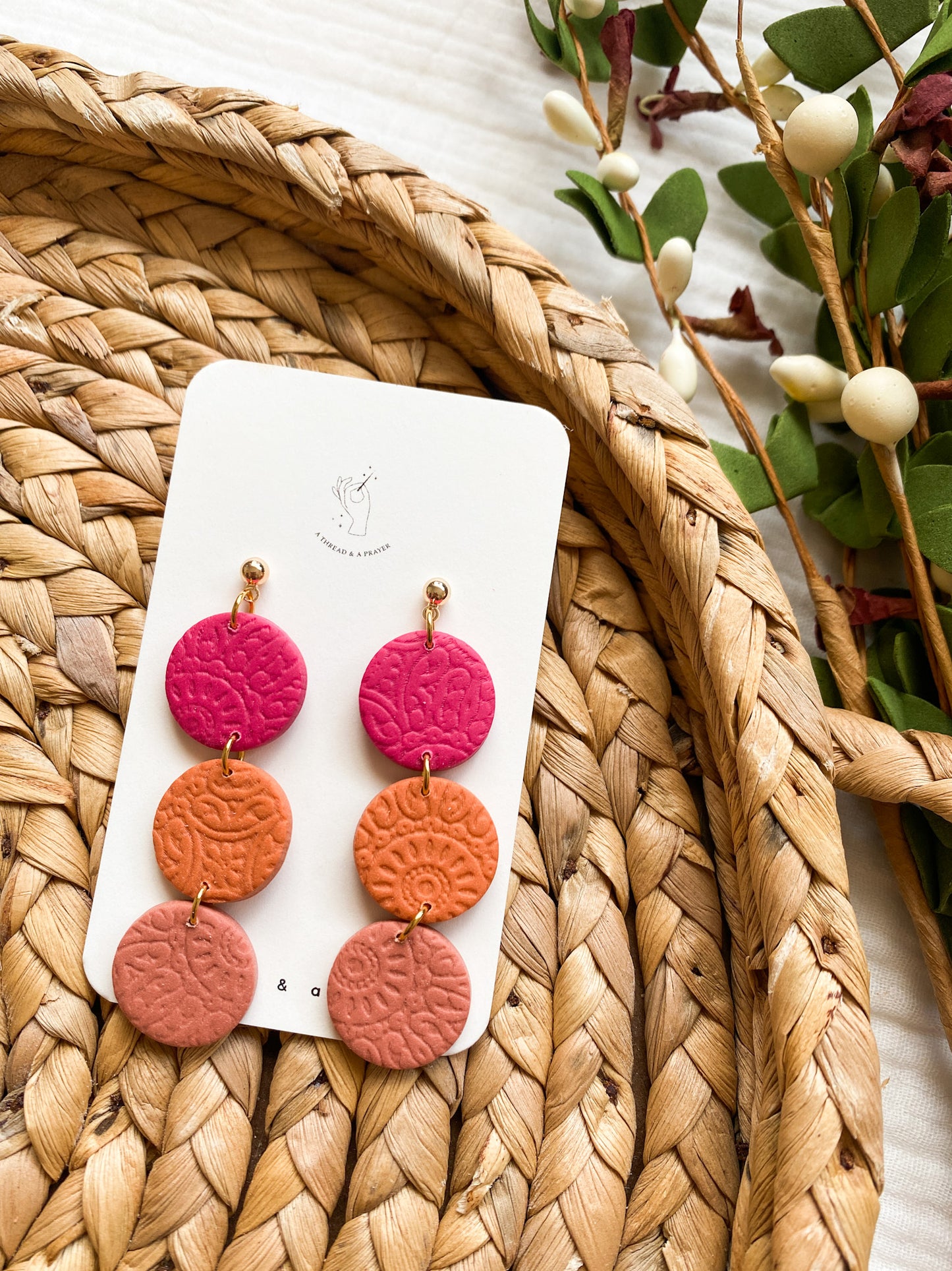 Textured Shades of Pink Dangle Clay Earrings | Flirty Earrings | Gal Pal Gifts | Bright Earrings