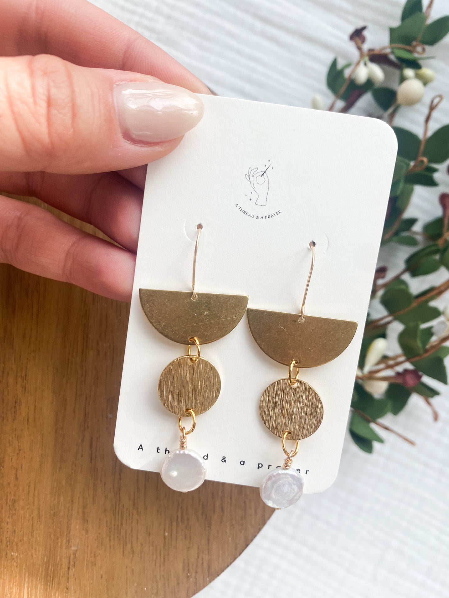 Brass and Coin Pearl Gold Fill Earrings | Dainty Earrings | Wedding | Bridal Earrings | Gold Fill | Hypoallergenic | Pearl Earring | Romantic | Bride