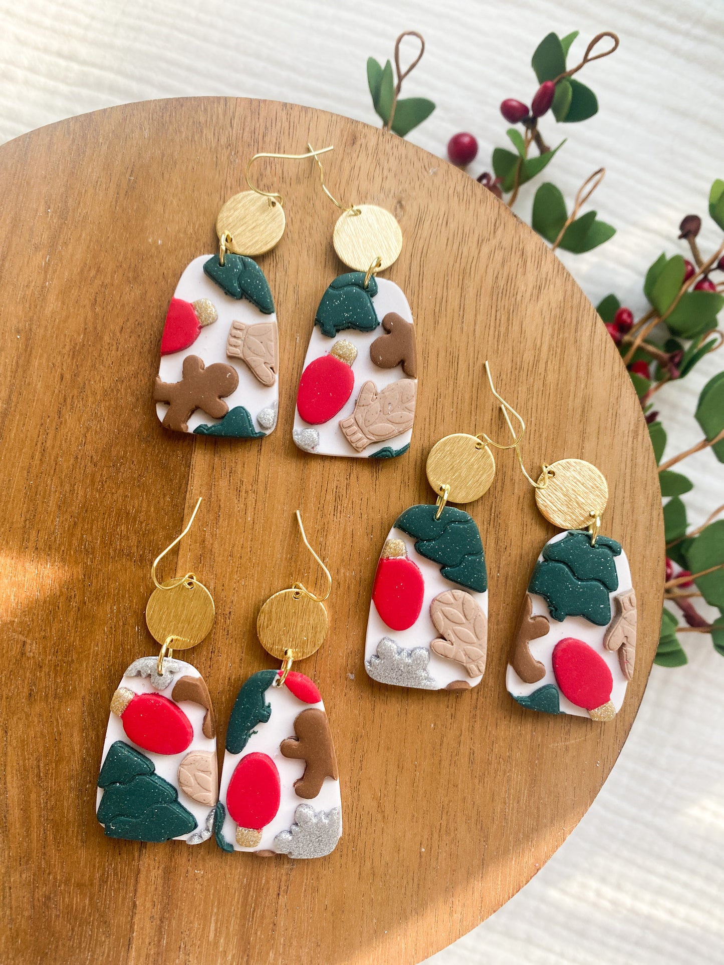 Holiday Fancy Christmas Dangle Earrings | Christmas Earrings | Gingerbread, Mittens, Christmas Trees | Lightweight