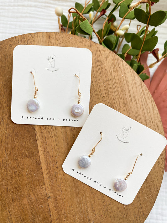 Coin Pearl Gold Fill Earrings | Dainty Earrings | Wedding | Bridal Earrings | Handmade Gold Fill | Hypoallergenic | Pearl Earring | Romantic | Bride
