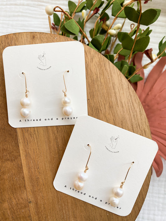 Dainty Gold Fill Drop Pearl Earrings | Dainty Earrings | Wedding | Bridal Earrings | Handmade Gold Fill | Hypoallergenic | Pearl Earring | Romantic | Bride