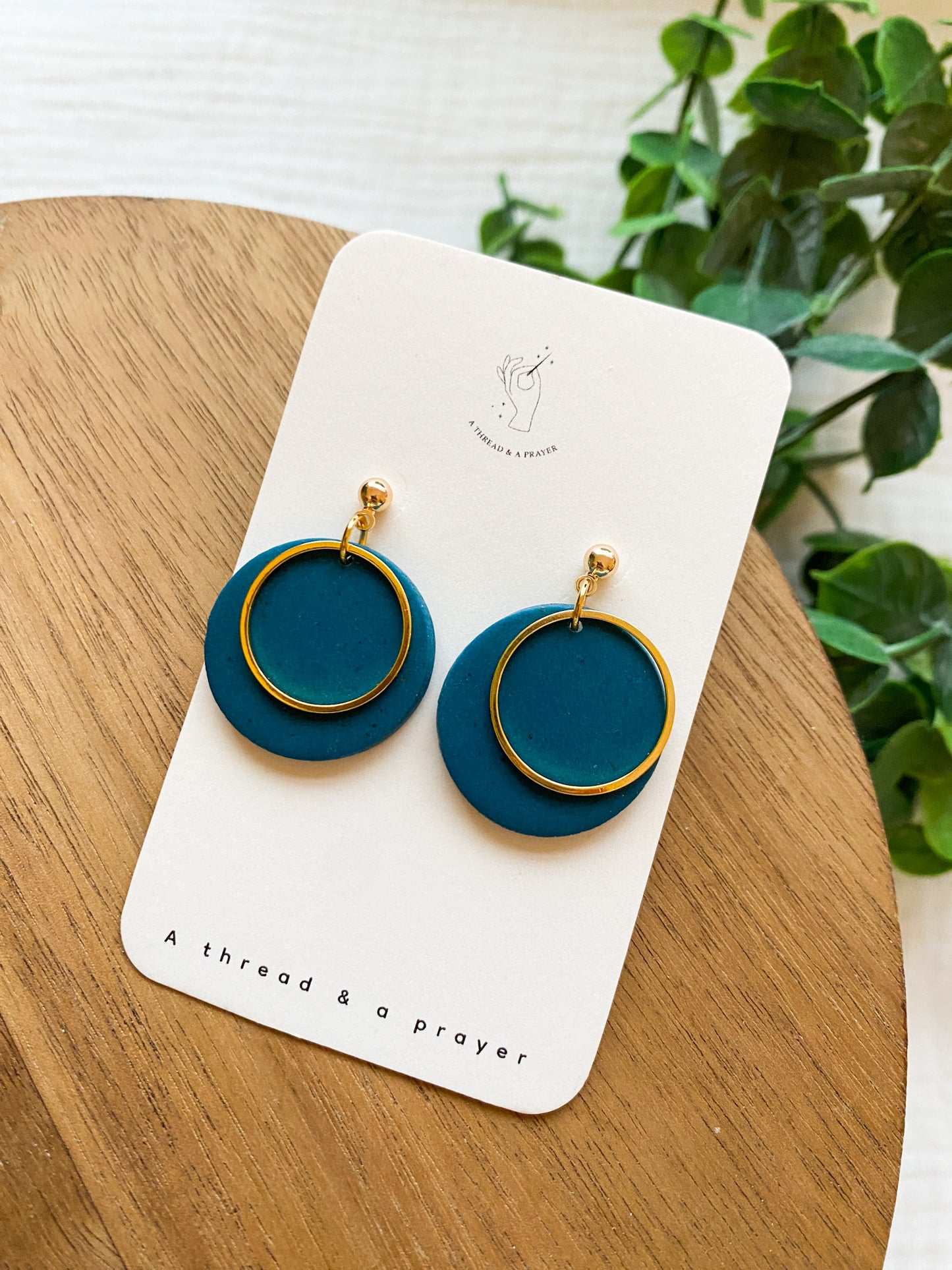 Winter Blues Clay Earrings | Gold Accents | Lightweight