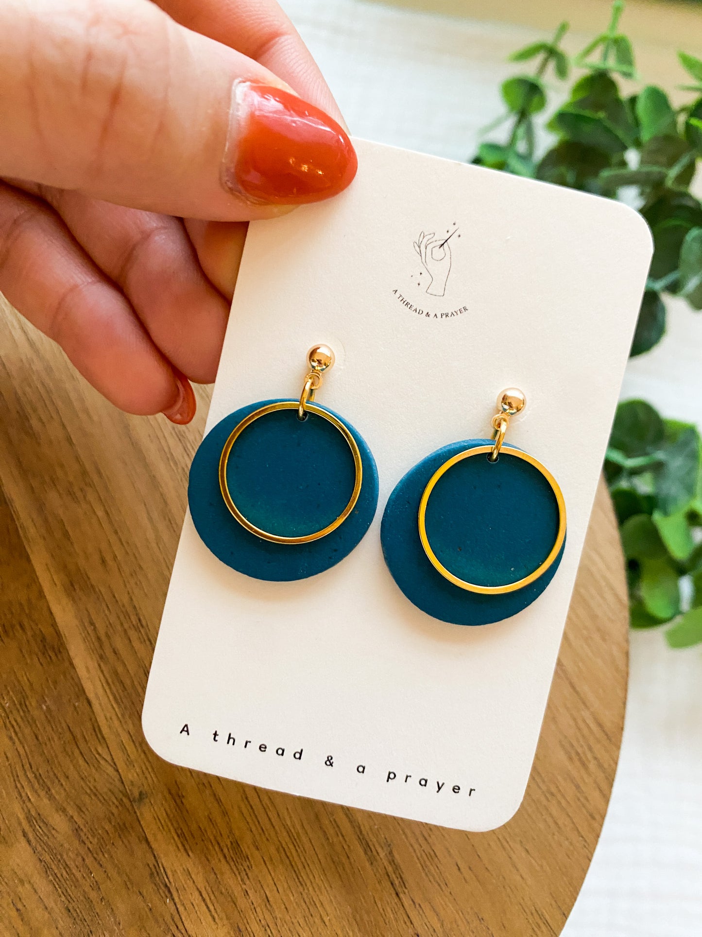 Winter Blues Clay Earrings | Gold Accents | Lightweight