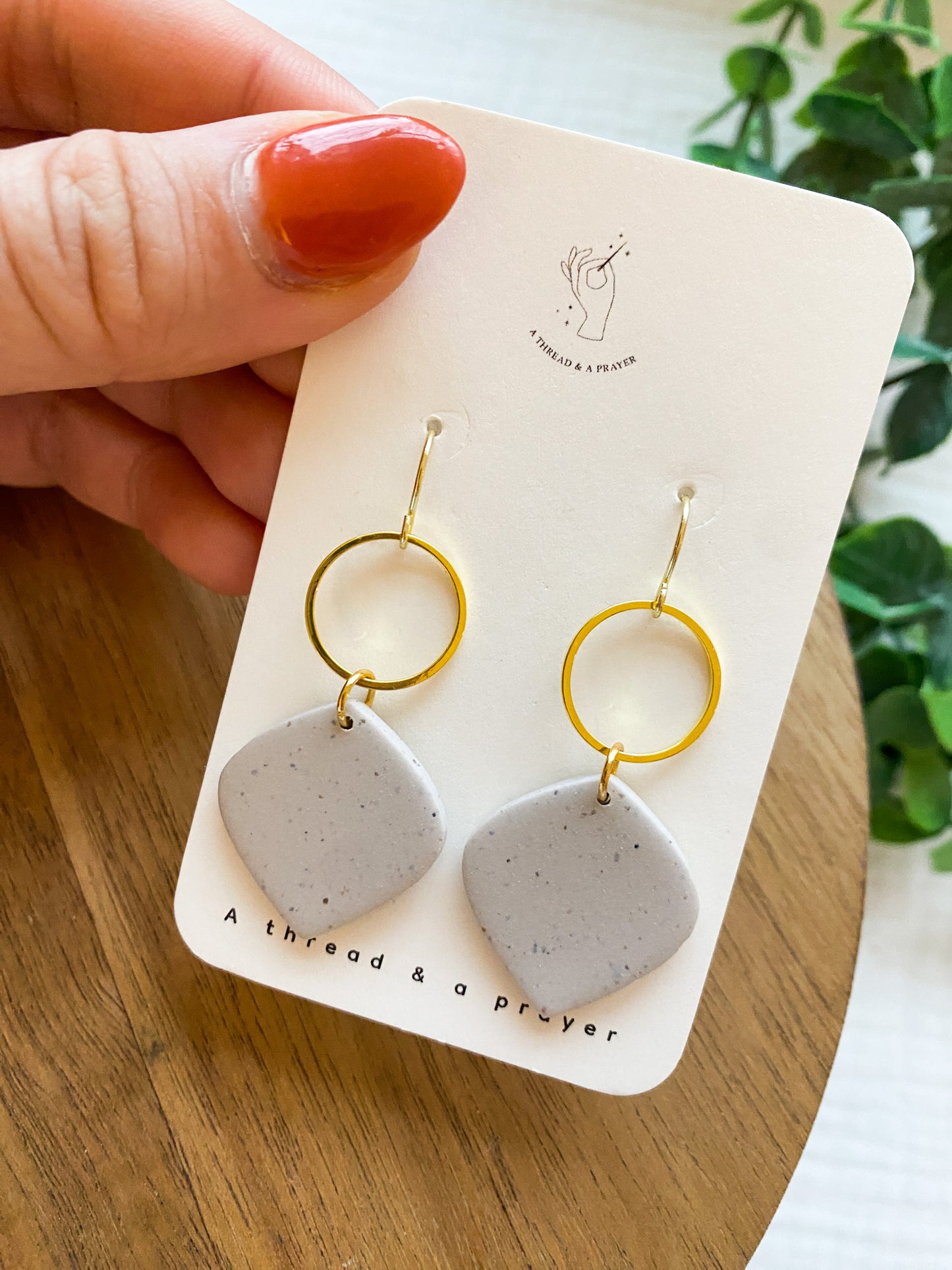 Basic Speckled Cream Clay Earrings | Fun Winter Style | Everyday Wear  | Basic Earrings