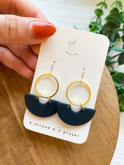 Dainty and Lightweight Navy Clay Earrings | Fun Winter Style | Everyday Wear  | Basic Earrings