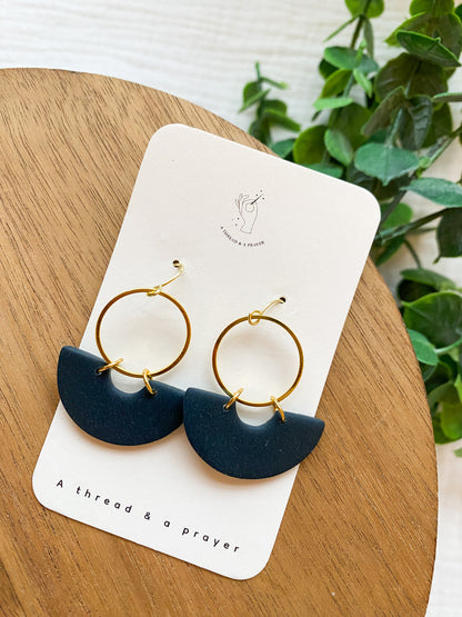 Dainty and Lightweight Navy Clay Earrings | Fun Winter Style | Everyday Wear  | Basic Earrings