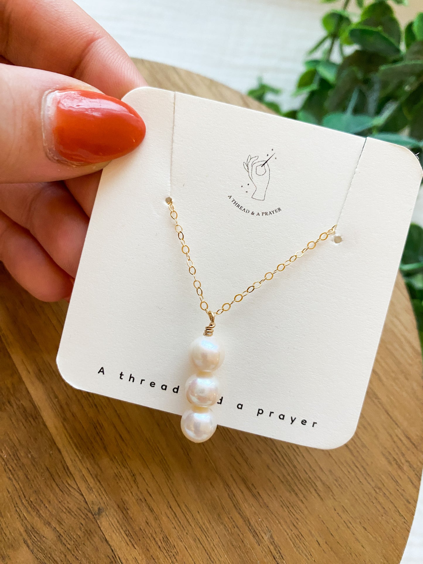 Round Pearls Drop Necklace | 3 Freshwater Pearls |  Gold Fill Necklace | 18 inch Chain