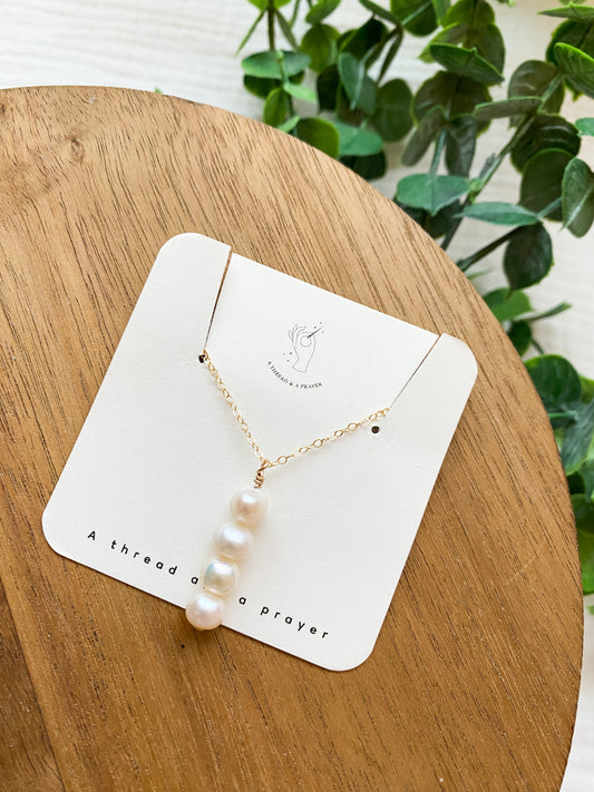 4 Dainty Pearls Drop Necklace | Freshwater Pearls |  Gold Fill Necklace | 20 inch Chain