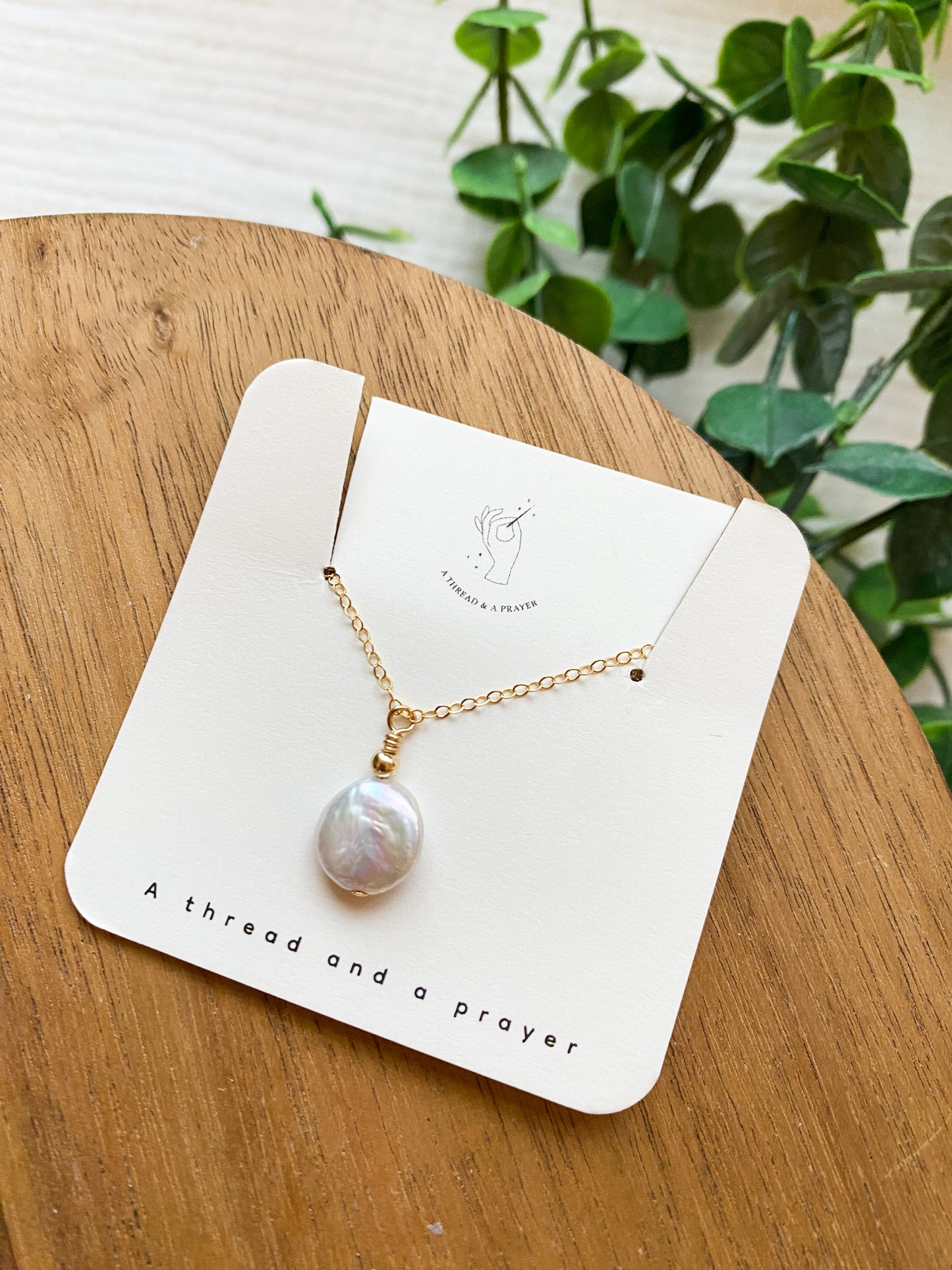 Coin Pearl Drop Necklace | Freshwater Pearls |  Gold Fill Necklace | 18 inch Chain