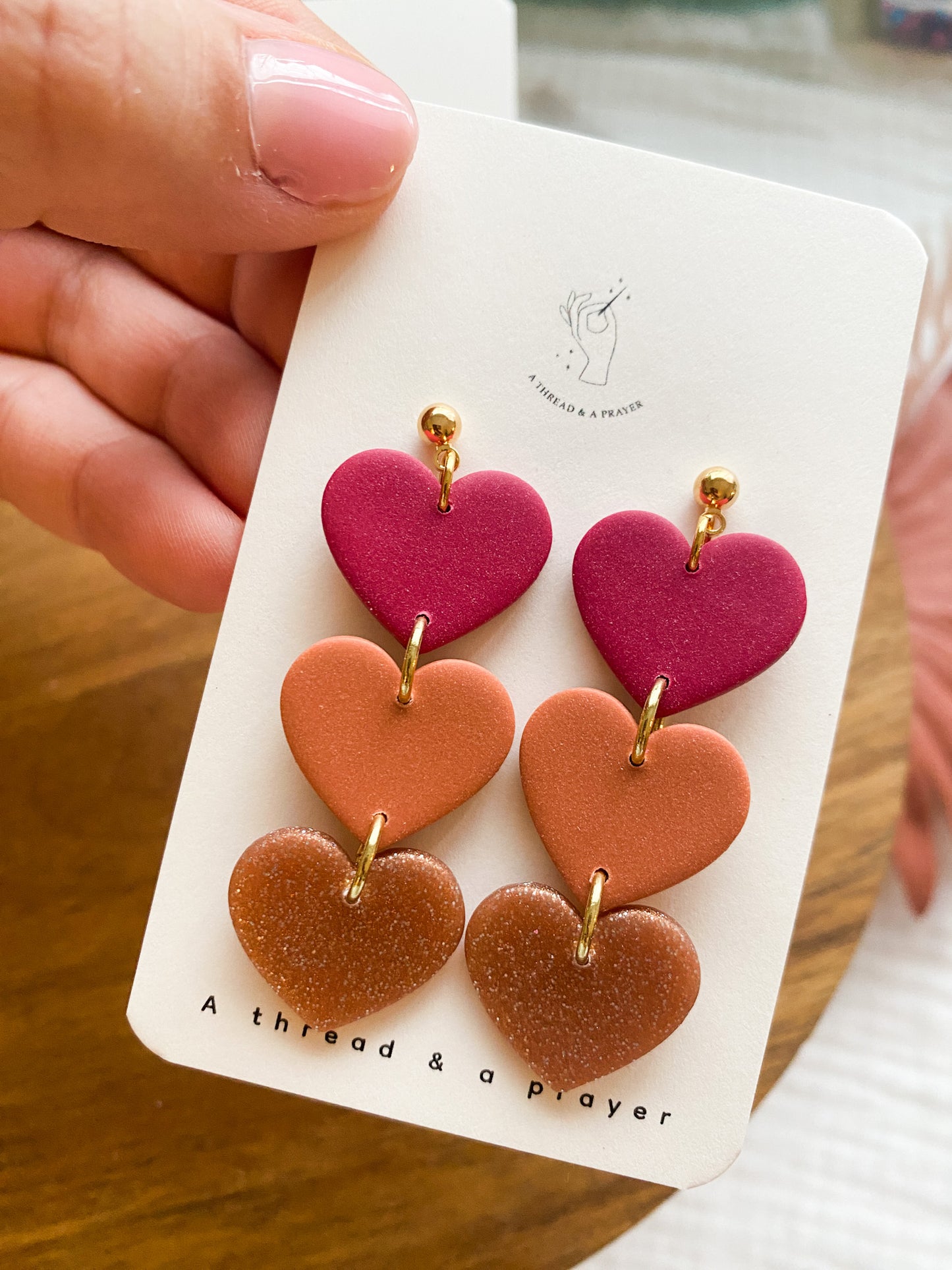 Style 3: Cute Valentine's Day Heart Dangles | Galentine's Day Earrings | Pink Earrings | Lightweight