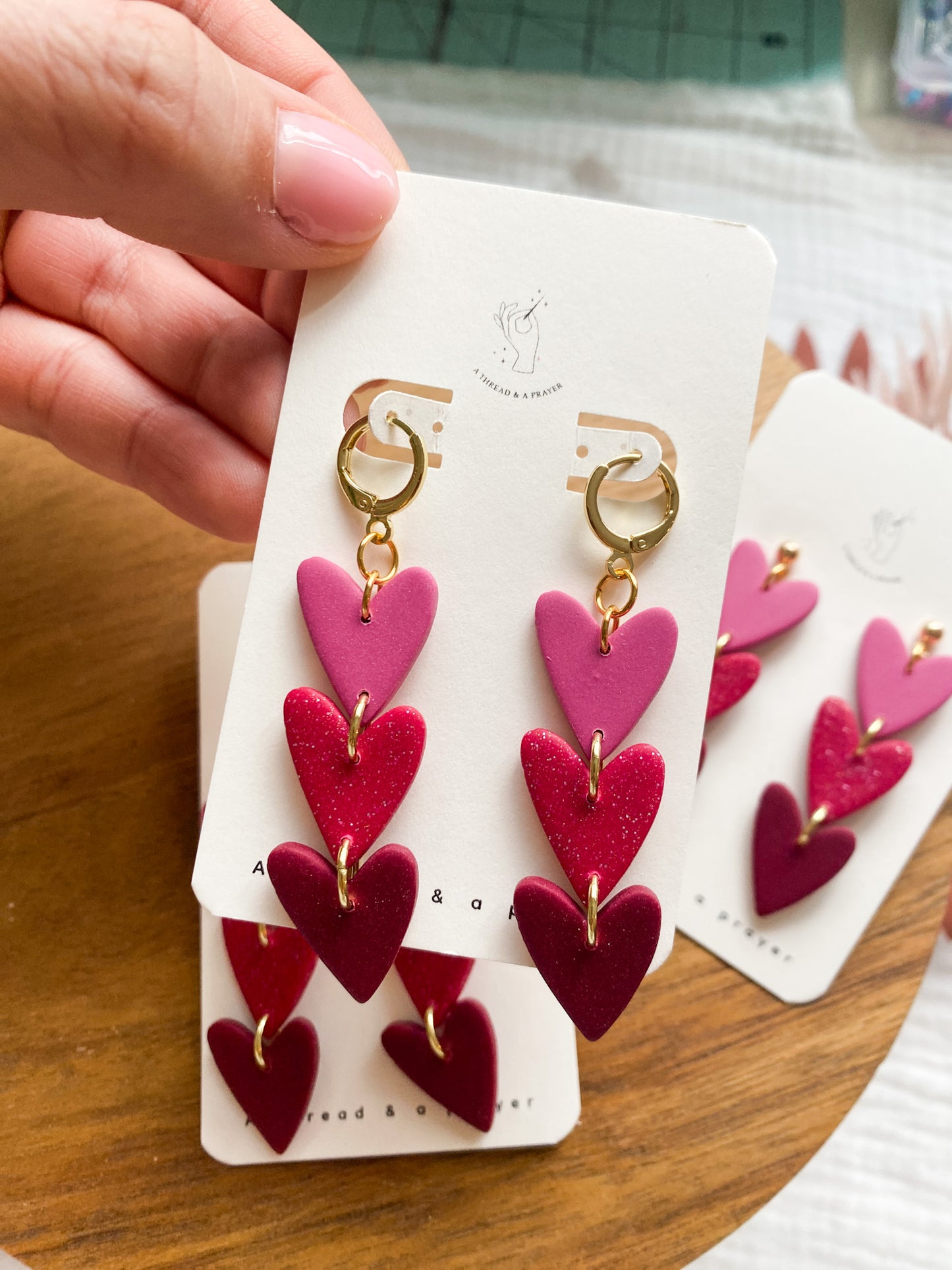 Style 1: Cute Valentine's Day Heart Dangles | Galentine's Day Earrings | Pink Earrings | Lightweight