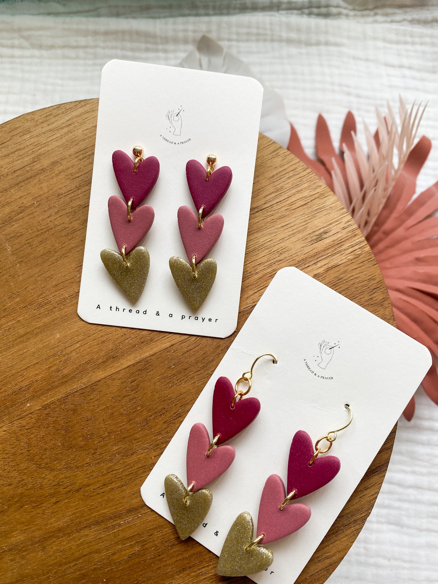 Style 2: Cute Valentine's Day Heart Dangles | Galentine's Day Earrings | Pink Earrings | Lightweight