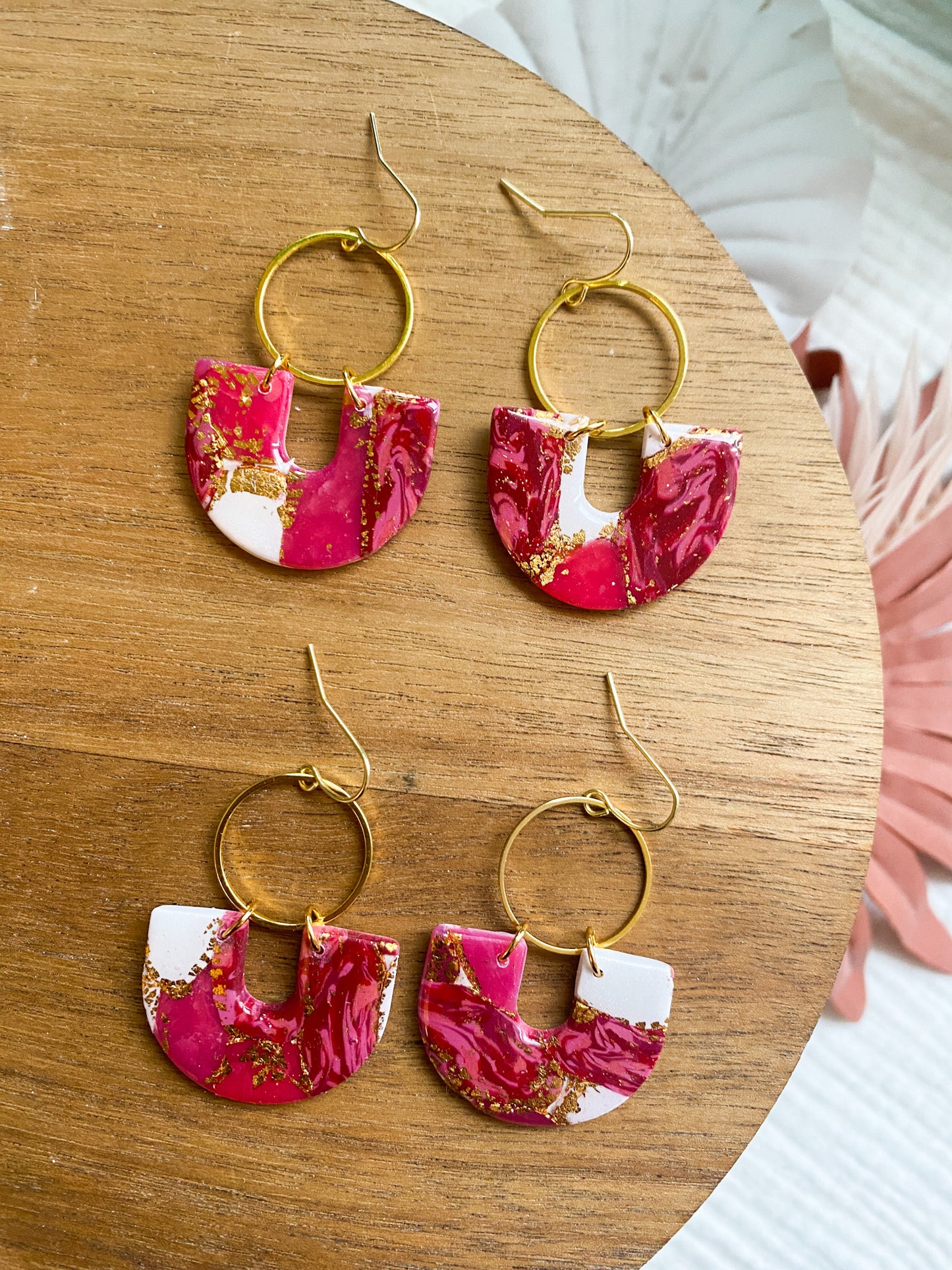 Celebrate Love Marble Clay Earrings | Pink Earrings | Valentines Colors | Clay Earrings  | Lightweight