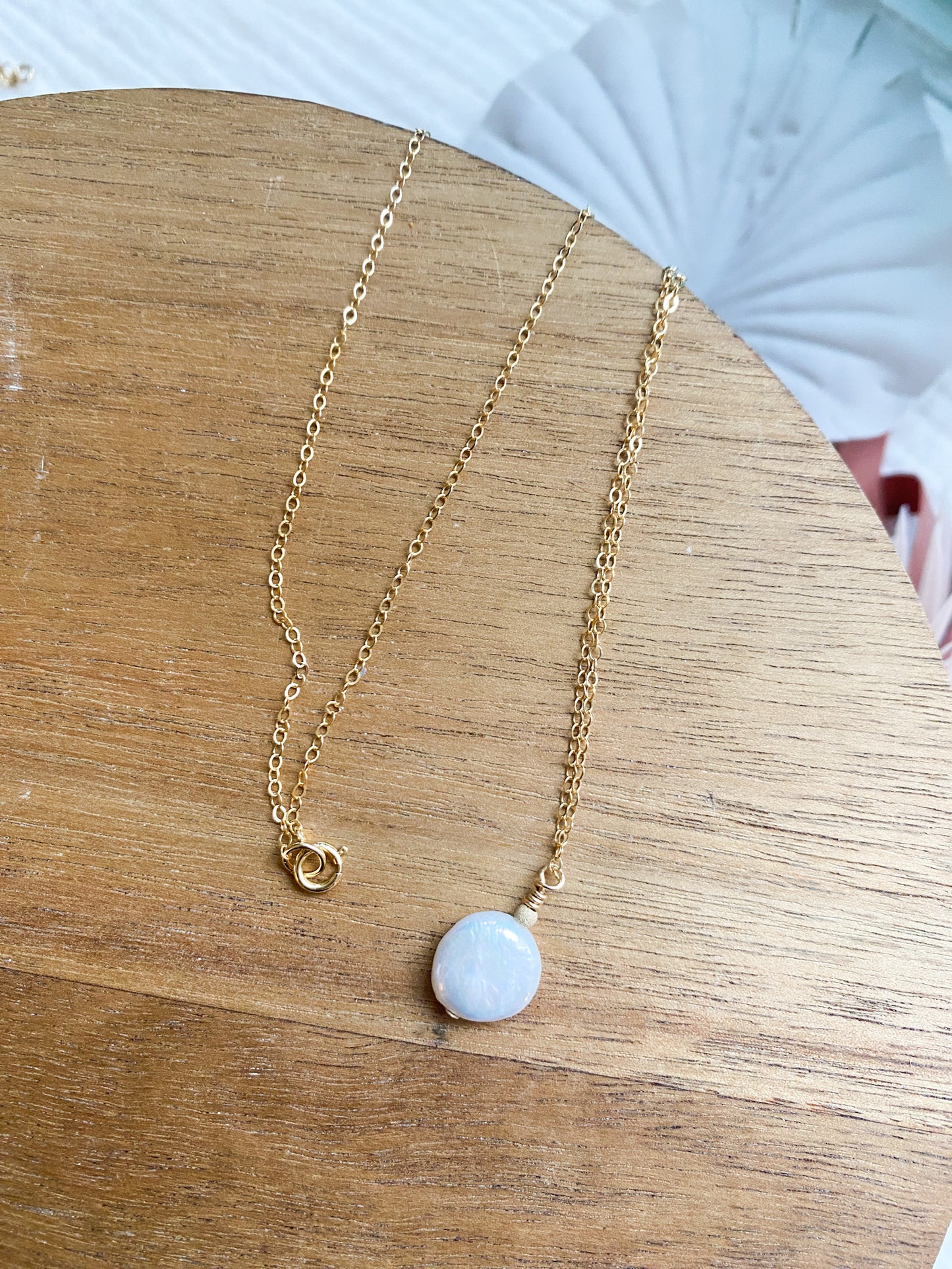 Coin Pearl Drop Necklace | Golf Fill Accent Beads | Freshwater Pearls |  Gold Fill Necklace | 18 or 20 Inch Chain