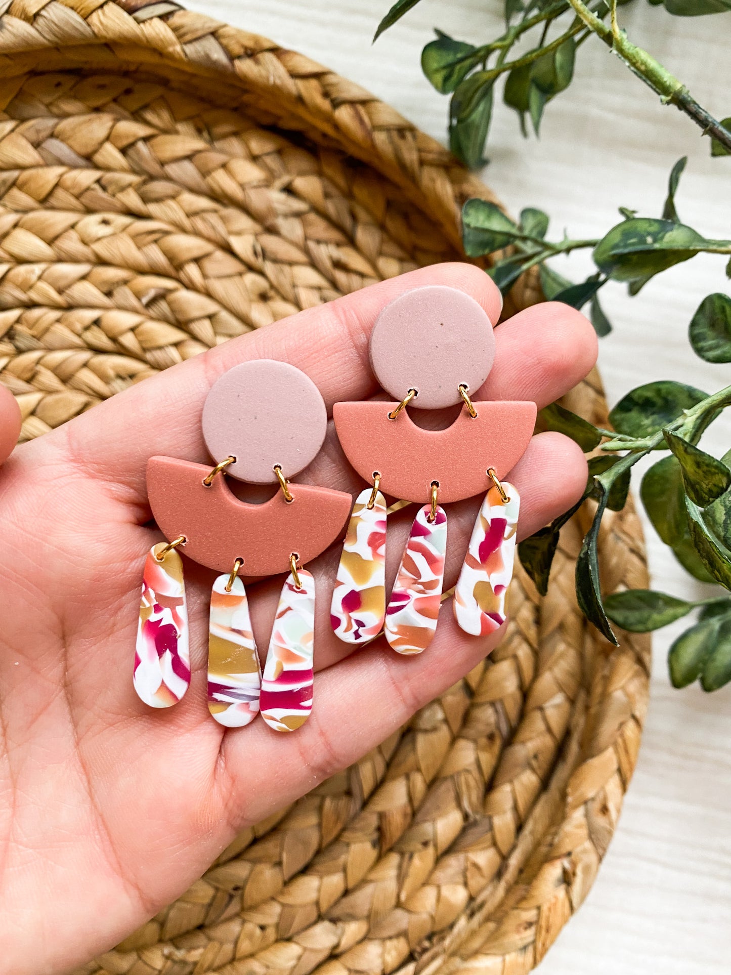 Trendy Spring Clay Earrings | Polymer Clay | Handmade | Spring Bright Colors | Dangle | Spring Earrings | Dramatic Shape