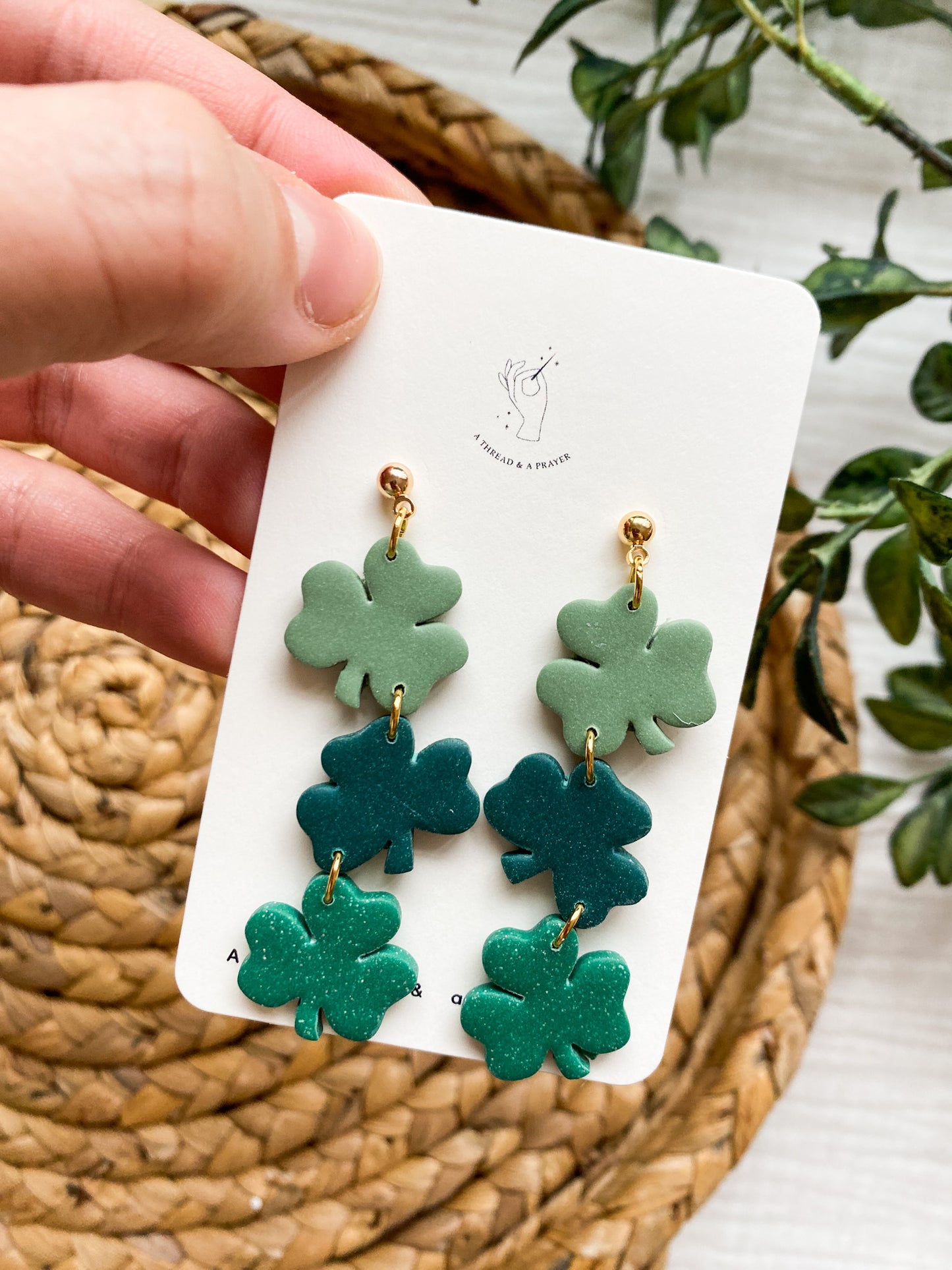 St. Patricks Day Clover Green Dangle Earrings | Party Earrings | Saint Patrick's Day | St. Pats | Lightweight Earrings
