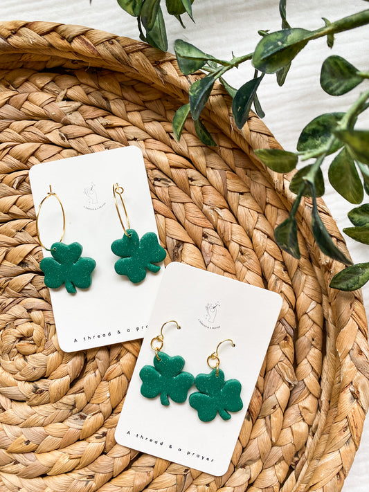 Big Green St. Patricks Clover Earrings | Shamrock Earrings | Saint Patrick's Day | St. Pats | Lightweight Earrings