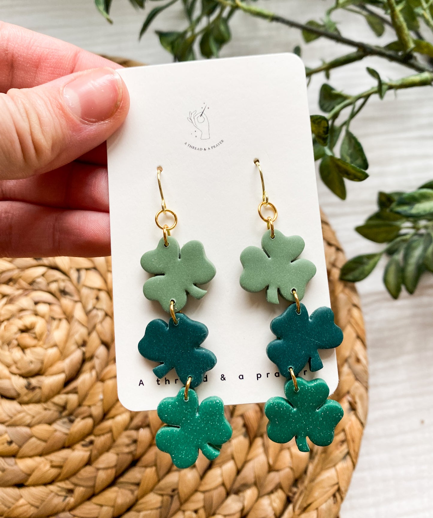 St. Patricks Day Clover Green Dangle Earrings | Party Earrings | Saint Patrick's Day | St. Pats | Lightweight Earrings