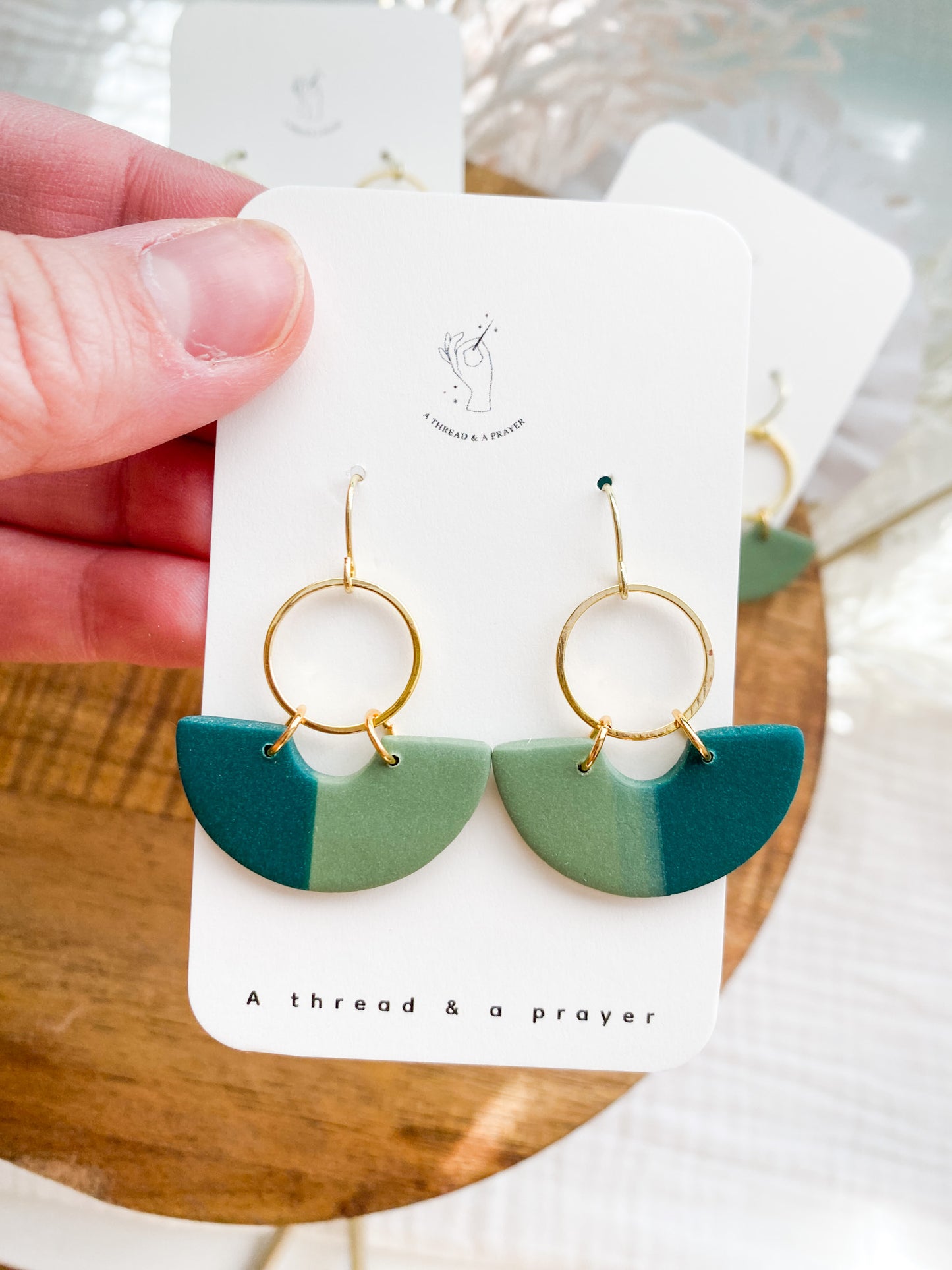 Spring Dainty and Lightweight Two Tone Green Clay Earrings | Fun Spring Style | Everyday Wear  | Basic Earrings