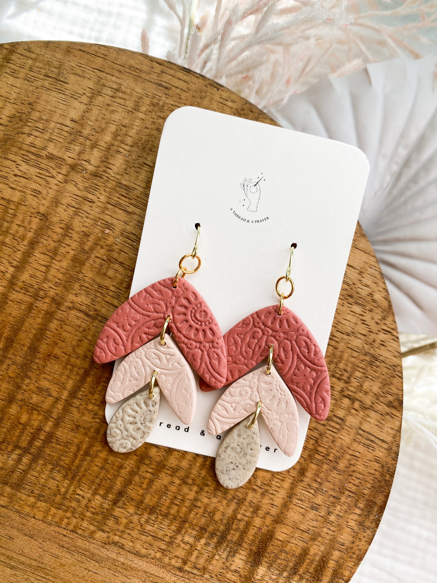 Pink Textured Clay Dangle Earrings | Fun Spring Style | Everyday Wear  | Basic Earrings