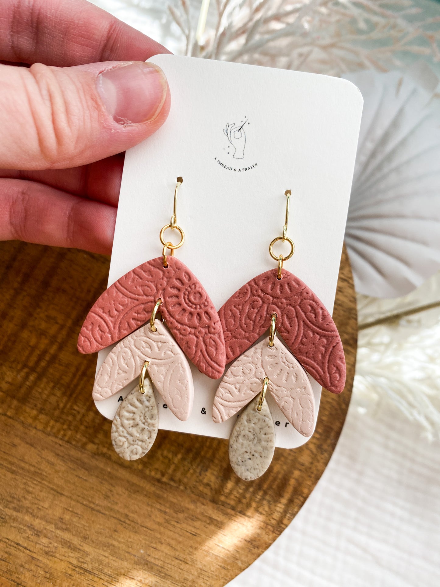 Pink Textured Clay Dangle Earrings | Fun Spring Style | Everyday Wear  | Basic Earrings