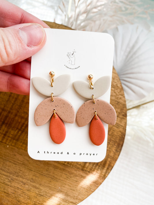 Abstract Spring Pink Clay Dangle Earrings | Fun Spring Style | Everyday Wear  | Basic Earrings