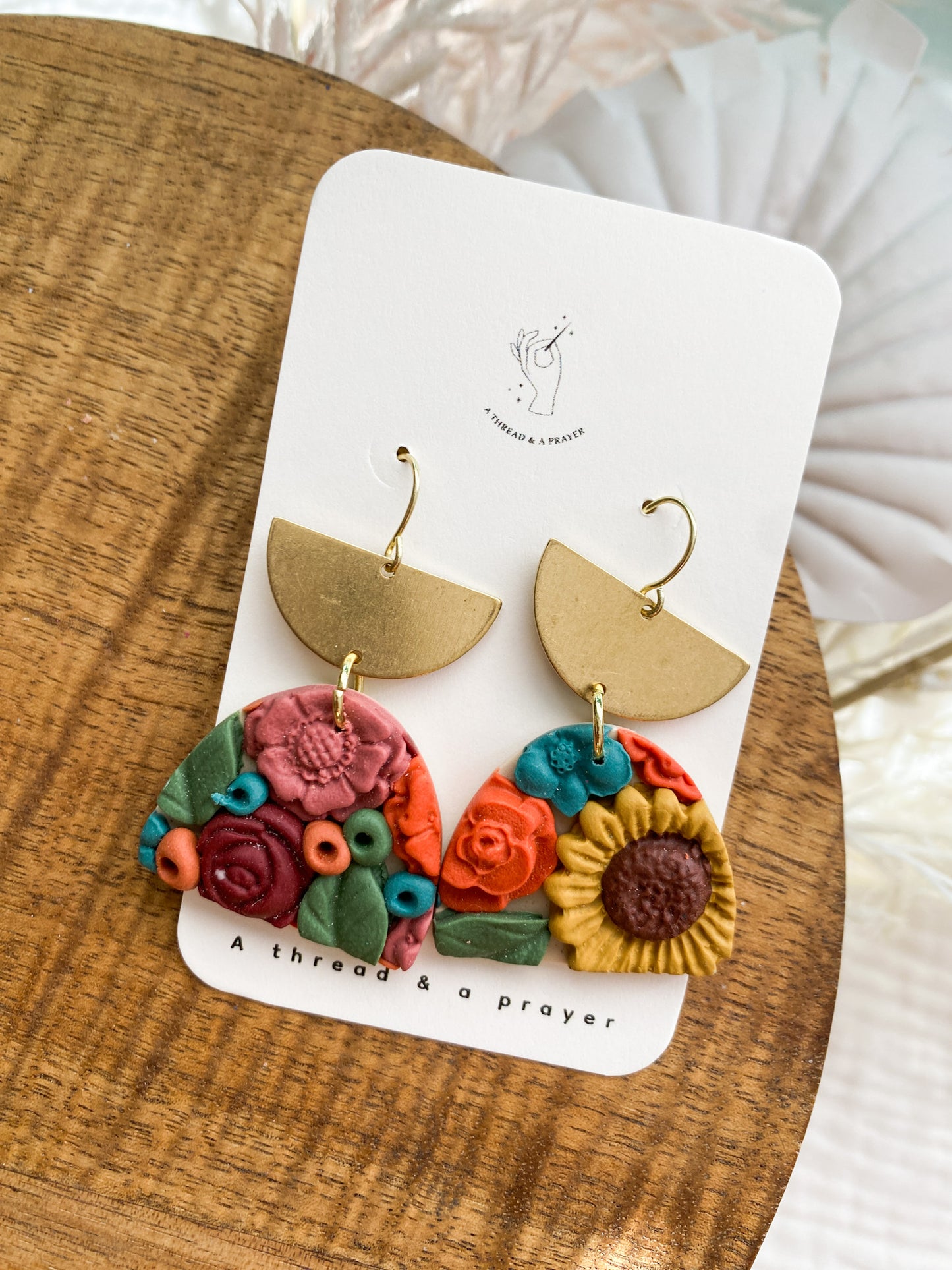 Spring Floral Earrings Style 2 | Flower Garden Earrings | Dangle Clay Earrings
