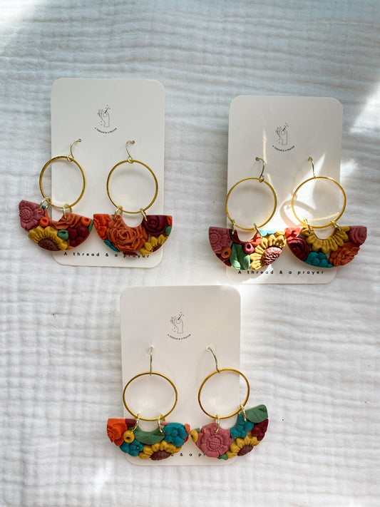 Spring Floral Earrings Style 3 | Flower Garden Earrings | Dangle Clay Earrings