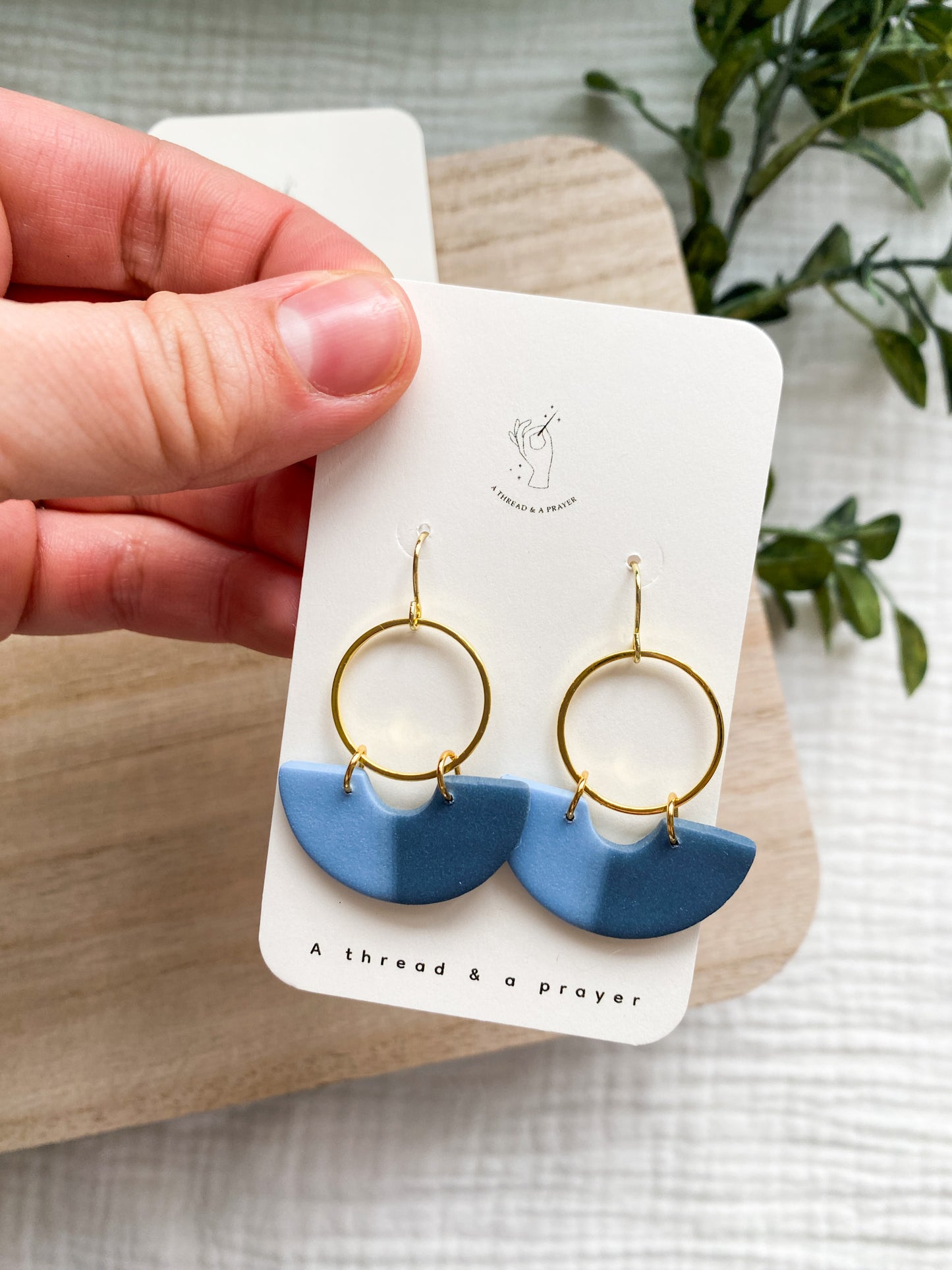 Spring Arch Style Two Tone Blue Clay Earrings | Fun Spring Style | Everyday Wear  | Basic Earrings