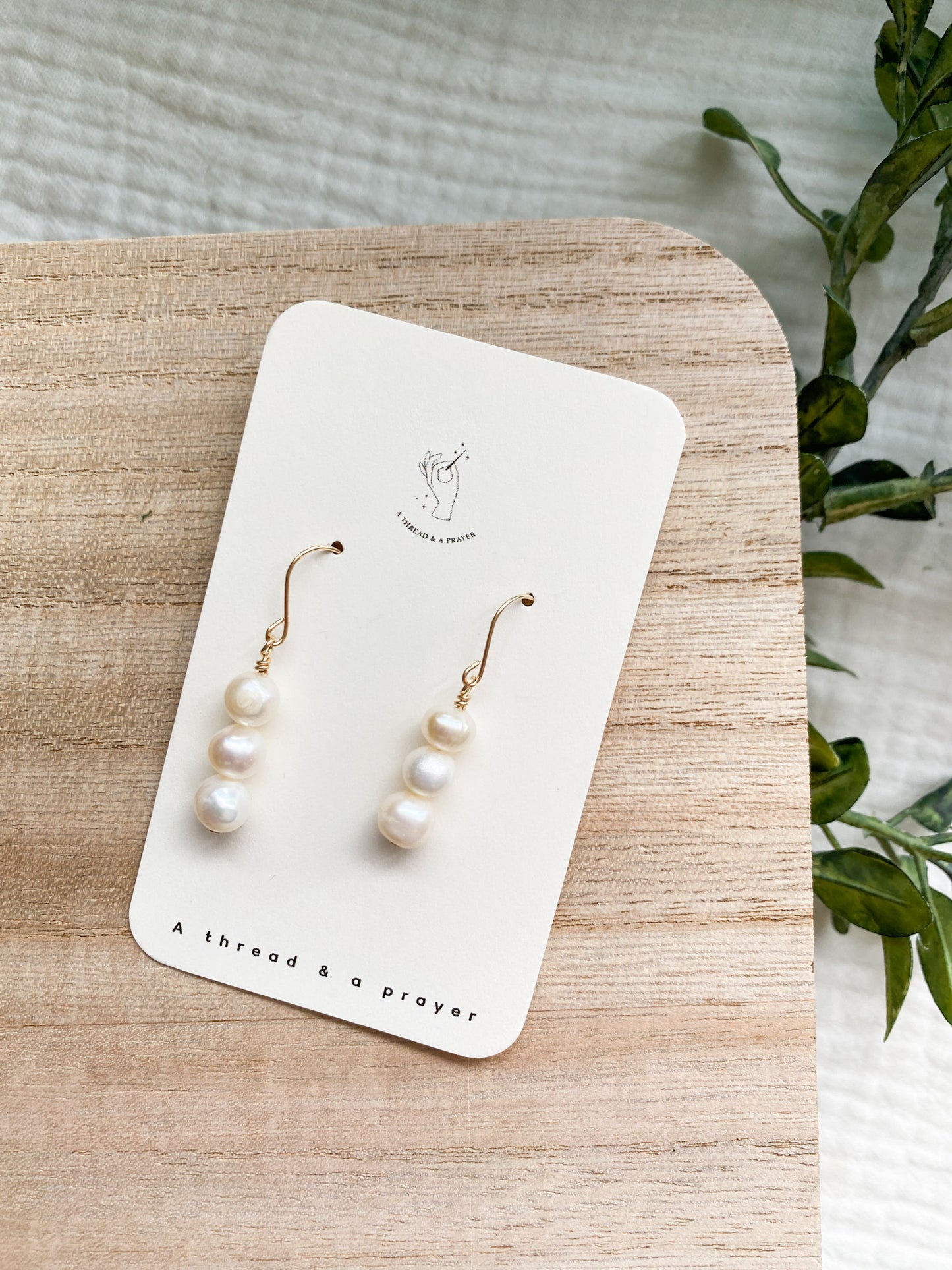 Gold Fill 3 Pearl Earrings | Dainty Earrings | Wedding | Bridal Earrings | Handmade Gold Fill | Hypoallergenic | Pearl Earring | Romantic | Bride