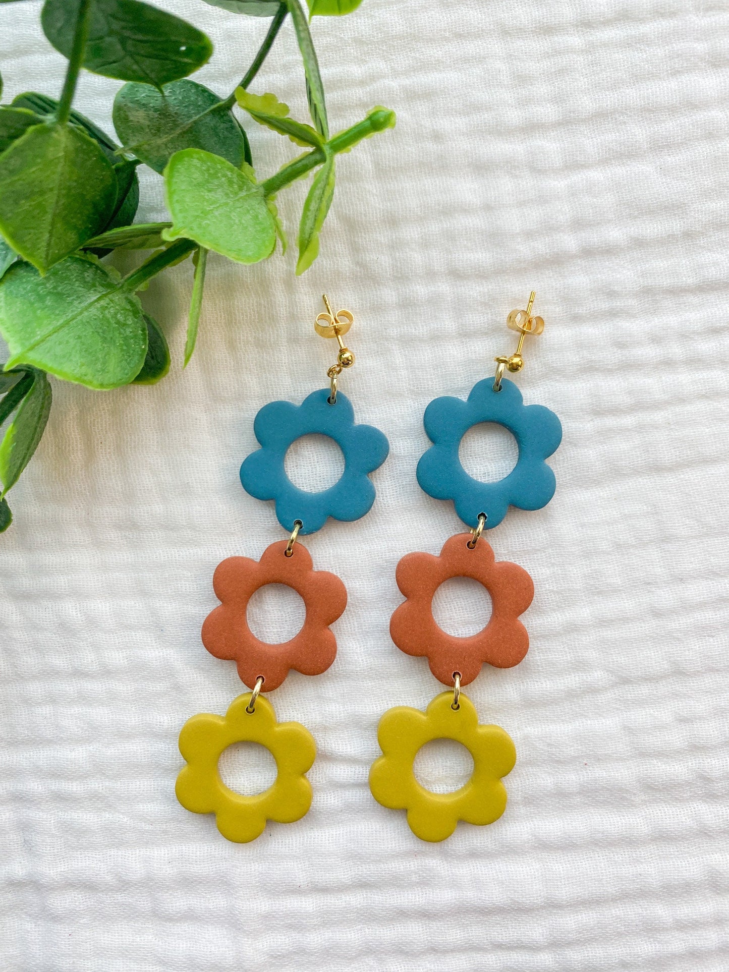 Flower Power Hippie Earrings | 60's Earrings | Mod Earrings | Funky Clay Earrings | Lightweight | Fun and Bright | | Spring Color Earrings